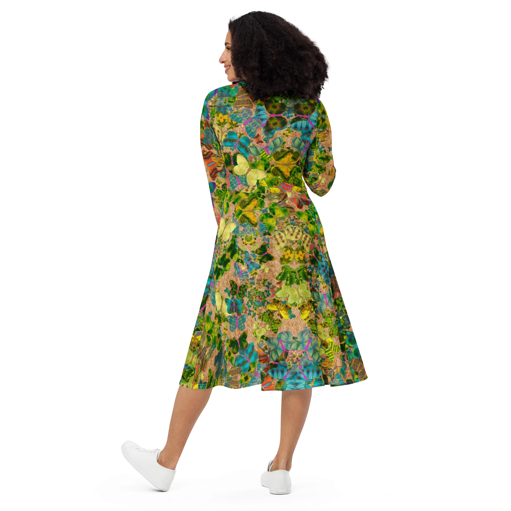 Long Sleeve Midi Dress (Her/Muliebris)(Butterfly Glade Ouroboros Smith Fabric) RJSTHS2022 RJS