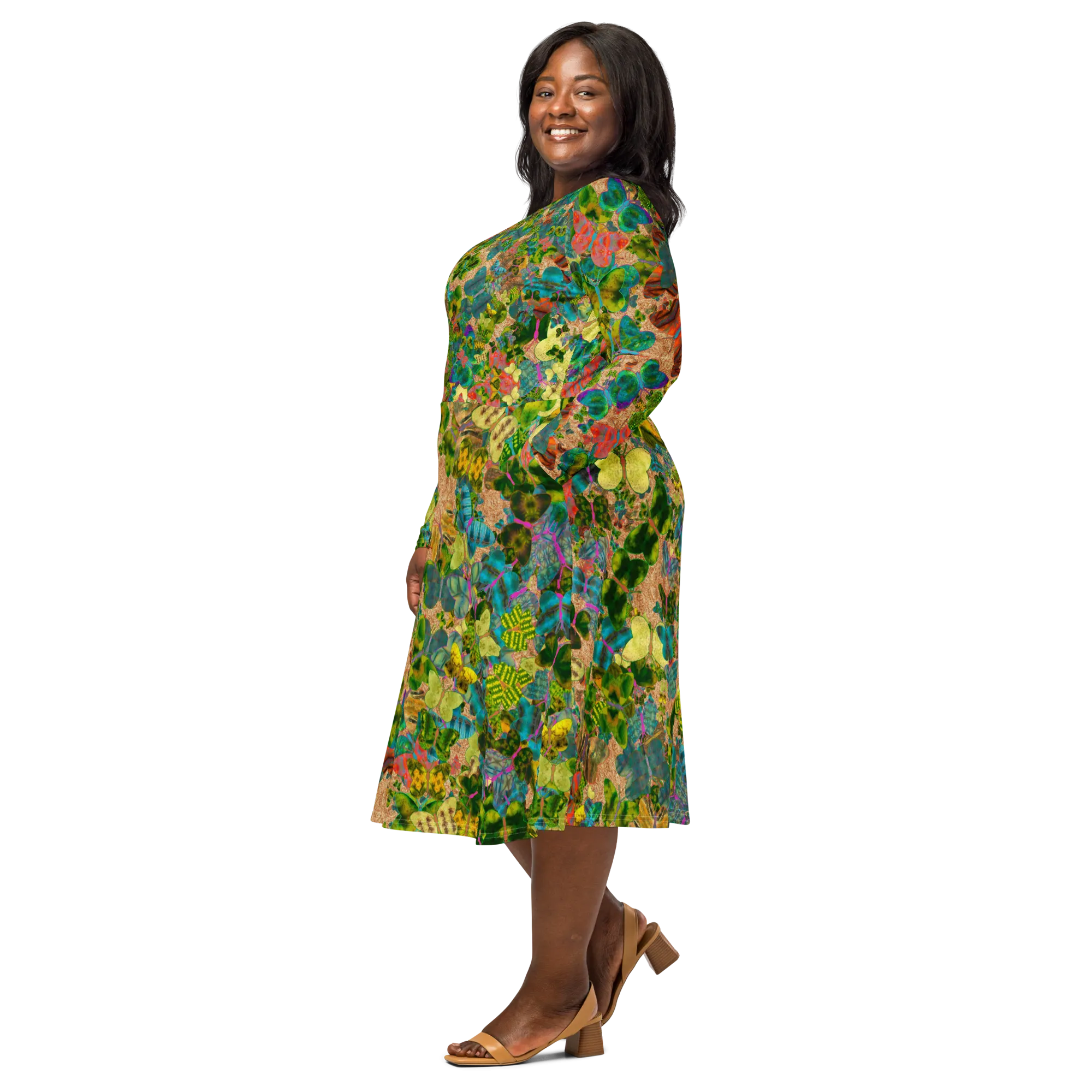 Long Sleeve Midi Dress (Her/Muliebris)(Butterfly Glade Ouroboros Smith Fabric) RJSTHS2022 RJS