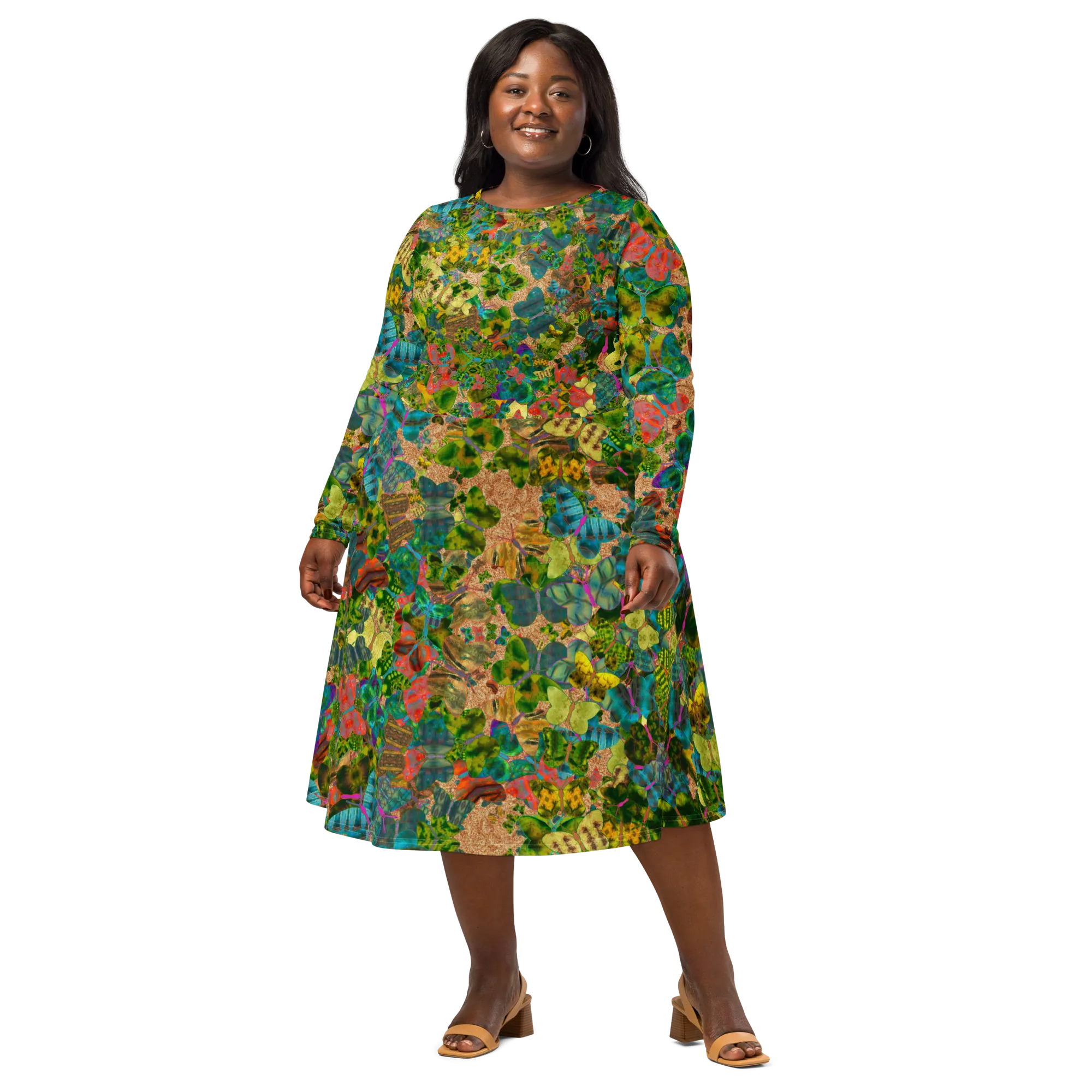 Long Sleeve Midi Dress (Her/Muliebris)(Butterfly Glade Ouroboros Smith Fabric) RJSTHS2022 RJS