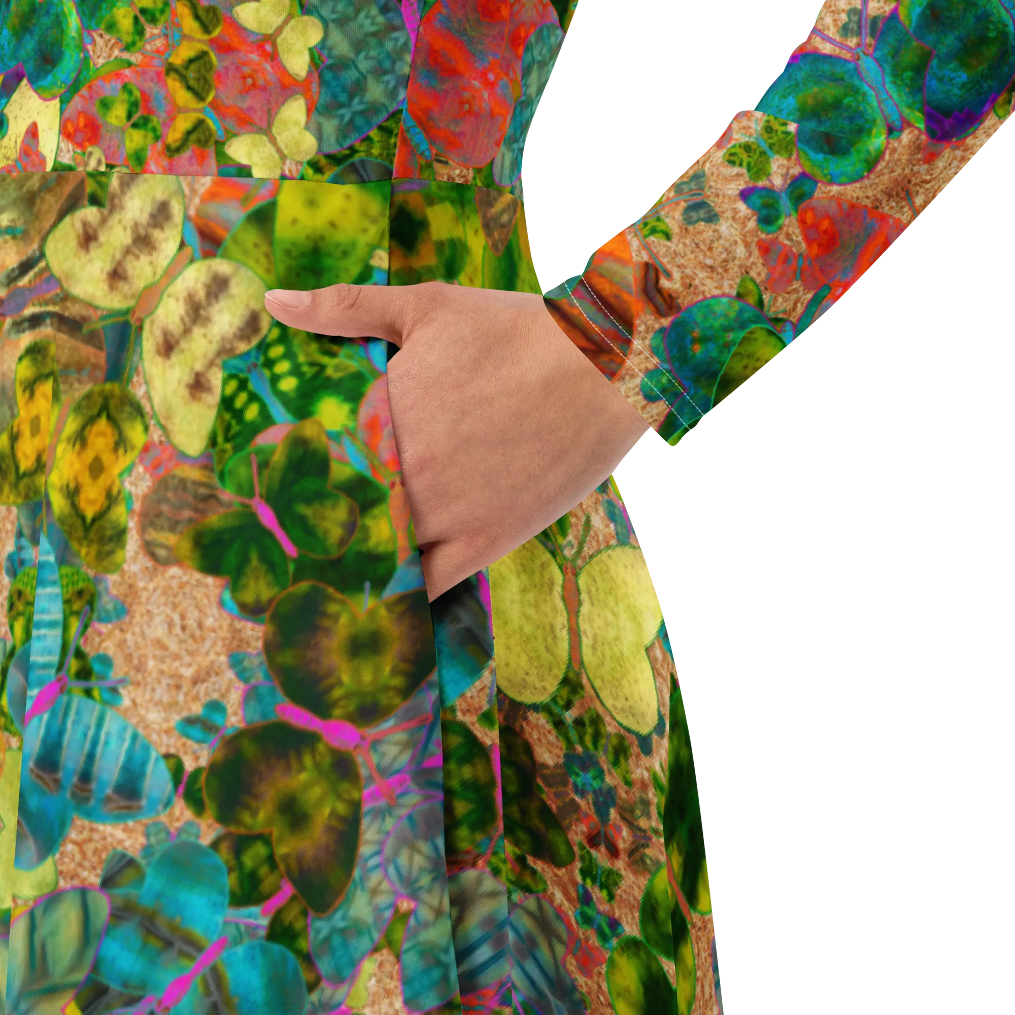 Long Sleeve Midi Dress (Her/Muliebris)(Butterfly Glade Ouroboros Smith Fabric) RJSTHS2022 RJS