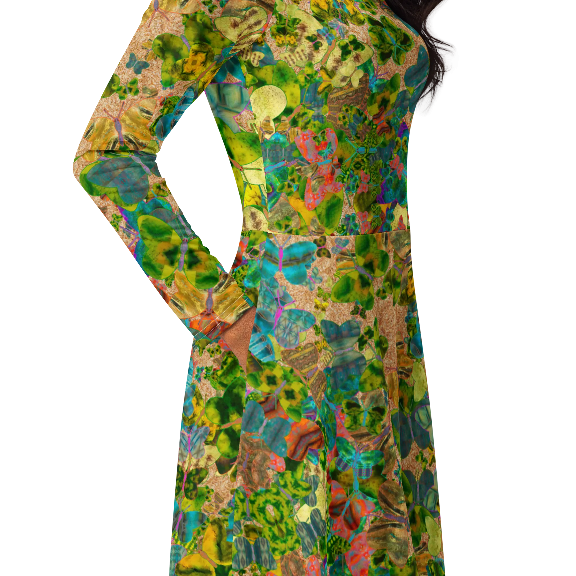 Long Sleeve Midi Dress (Her/Muliebris)(Butterfly Glade Ouroboros Smith Fabric) RJSTHS2022 RJS