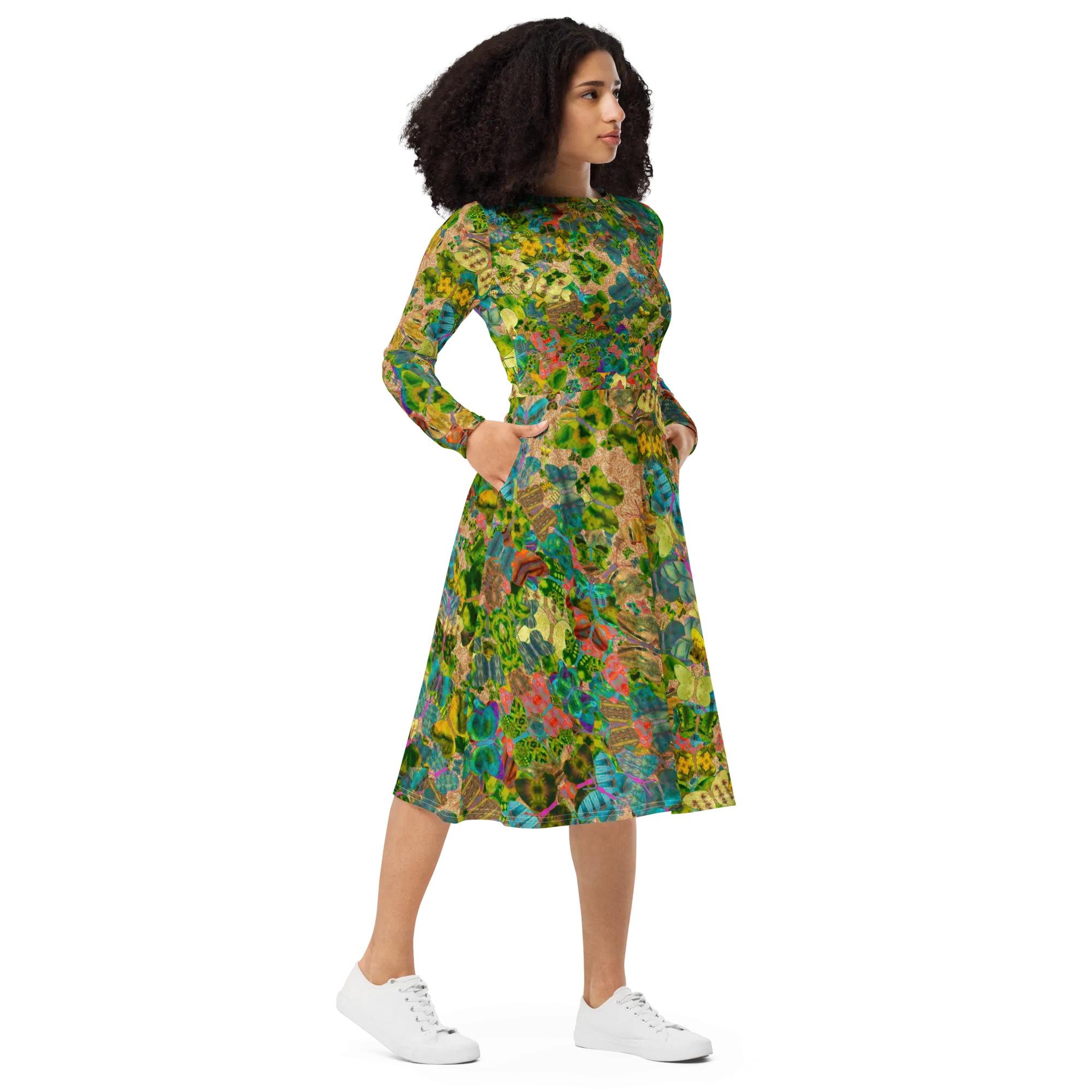 Long Sleeve Midi Dress (Her/Muliebris)(Butterfly Glade Ouroboros Smith Fabric) RJSTHS2022 RJS