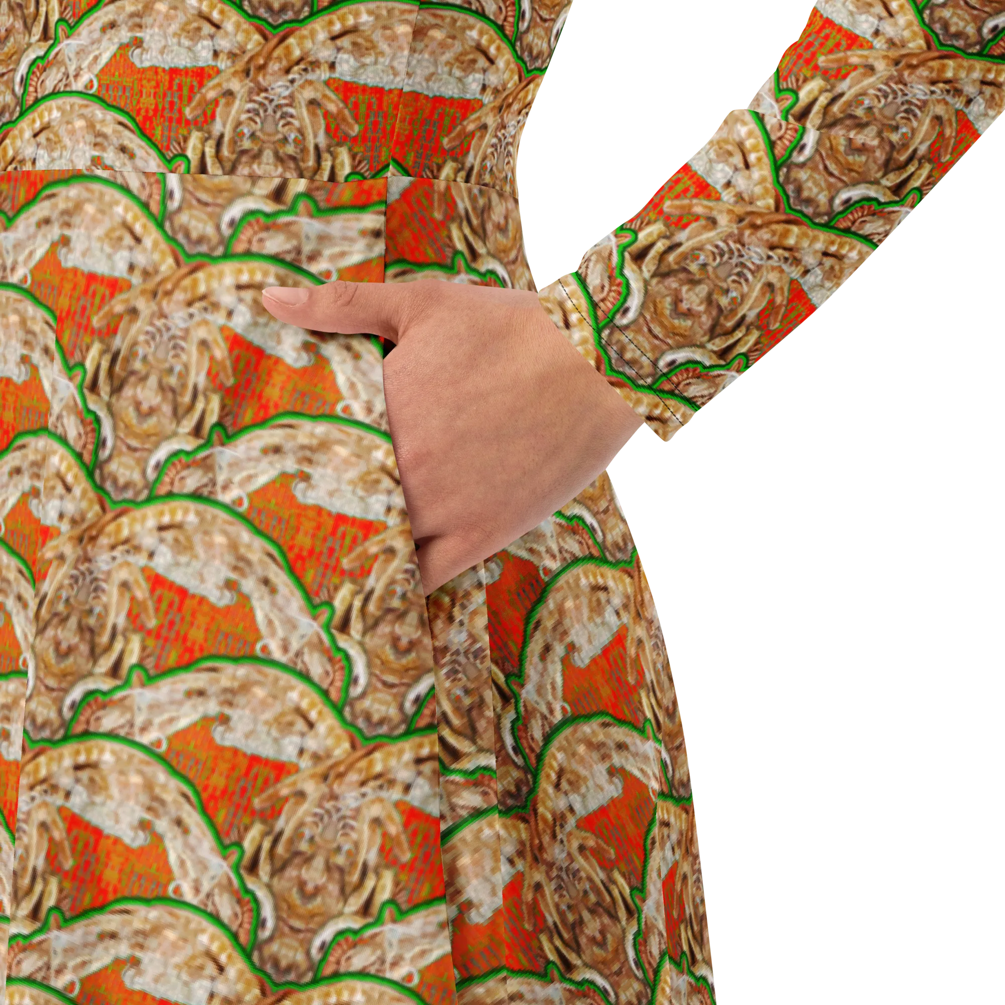 Long Sleeve Midi Dress (Her/Muliebris)(Rind#2 Ouroboros Butterfly Orange Logo) RJSTHS2022 RJS
