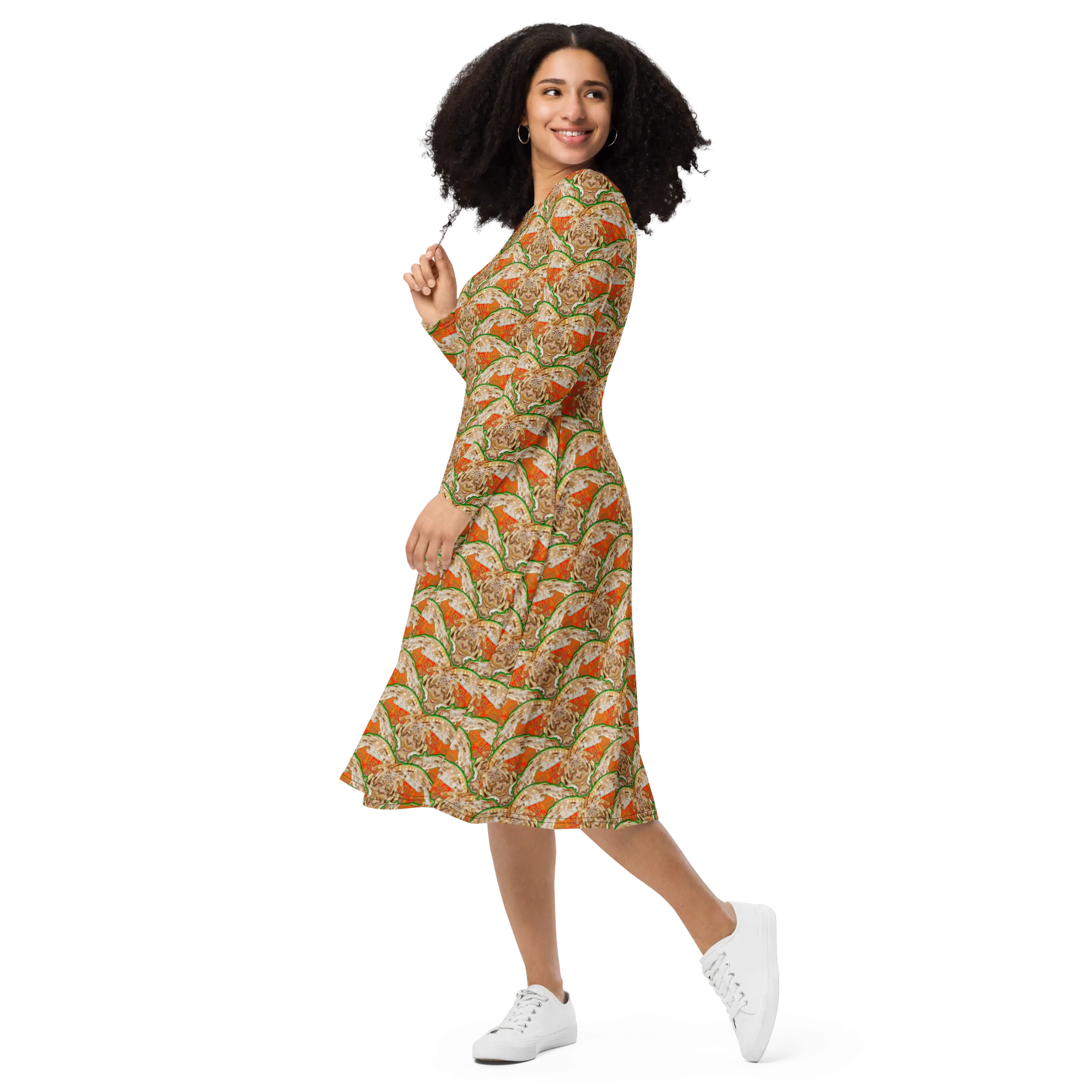 Long Sleeve Midi Dress (Her/Muliebris)(Rind#2 Ouroboros Butterfly Orange Logo) RJSTHS2022 RJS