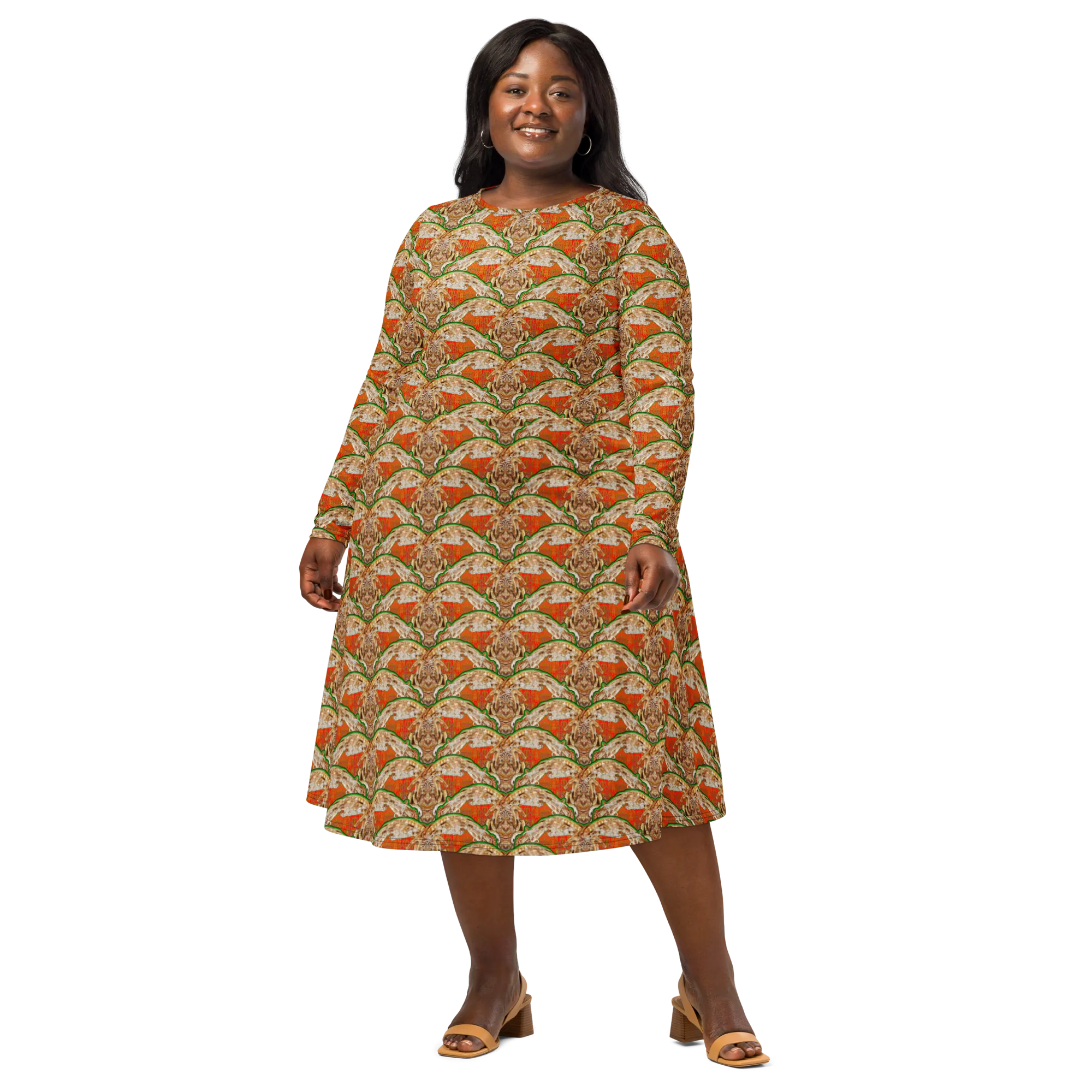 Long Sleeve Midi Dress (Her/Muliebris)(Rind#2 Ouroboros Butterfly Orange Logo) RJSTHS2022 RJS