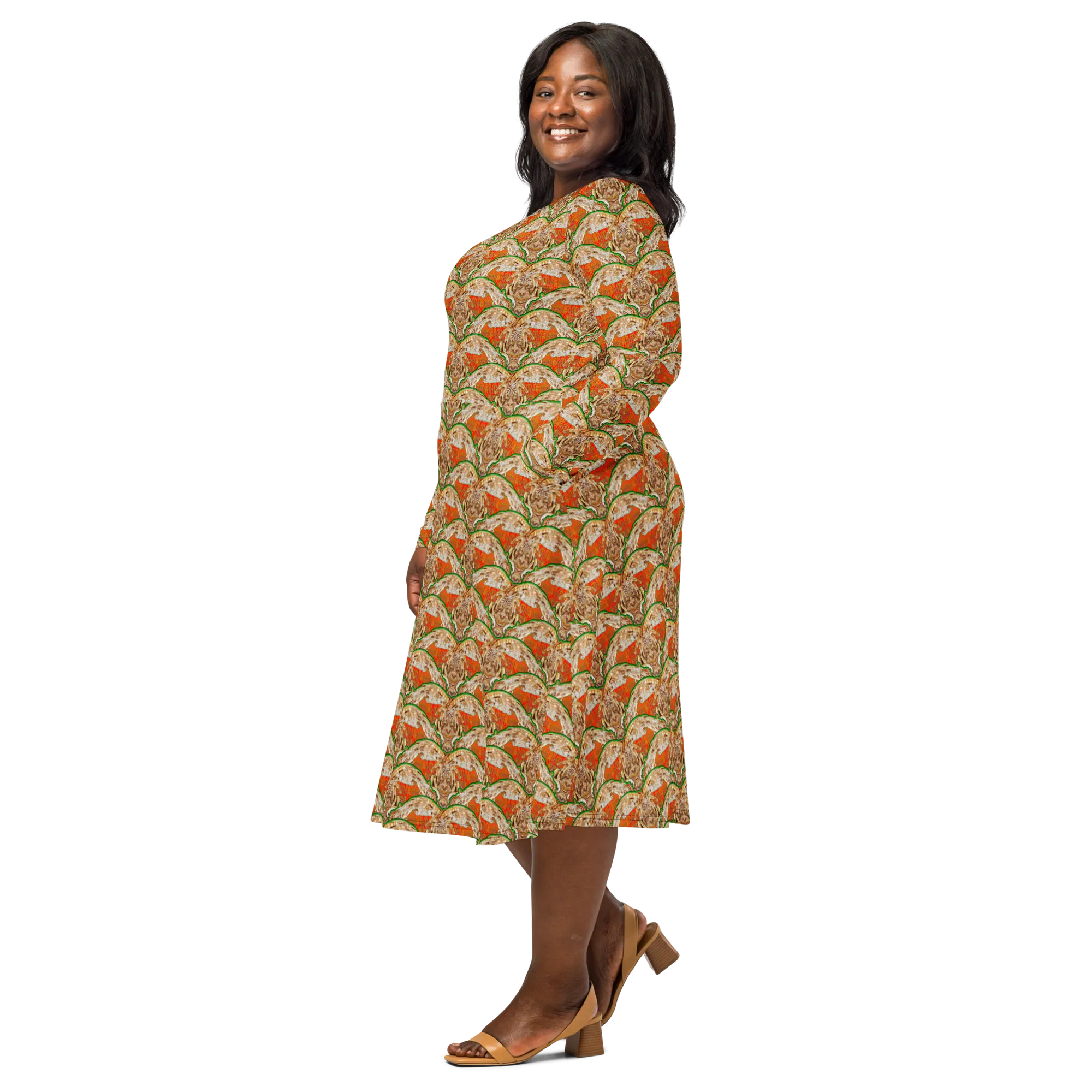 Long Sleeve Midi Dress (Her/Muliebris)(Rind#2 Ouroboros Butterfly Orange Logo) RJSTHS2022 RJS