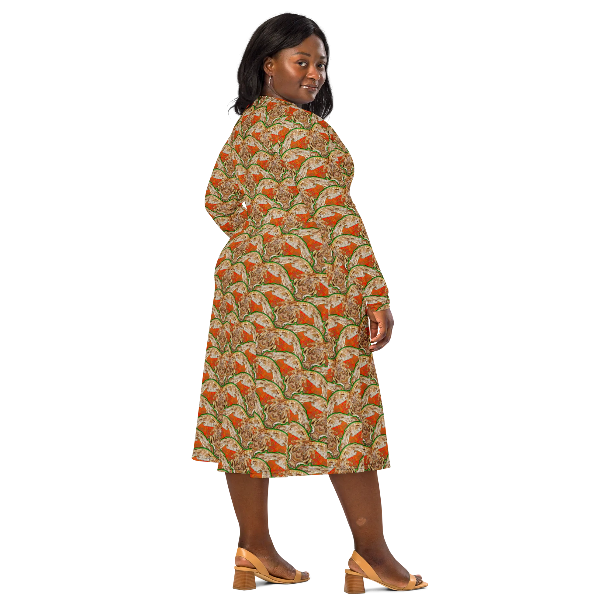 Long Sleeve Midi Dress (Her/Muliebris)(Rind#2 Ouroboros Butterfly Orange Logo) RJSTHS2022 RJS