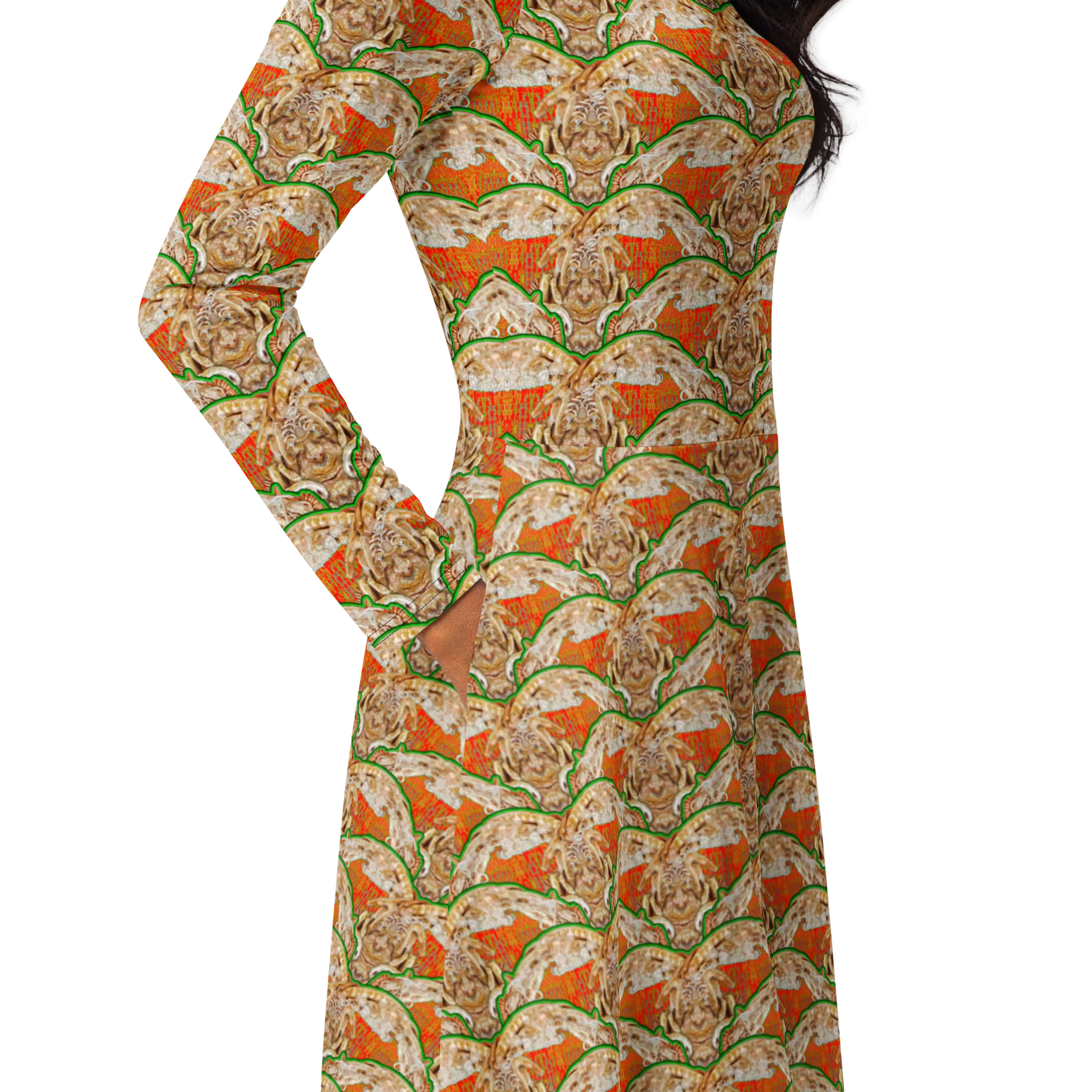 Long Sleeve Midi Dress (Her/Muliebris)(Rind#2 Ouroboros Butterfly Orange Logo) RJSTHS2022 RJS