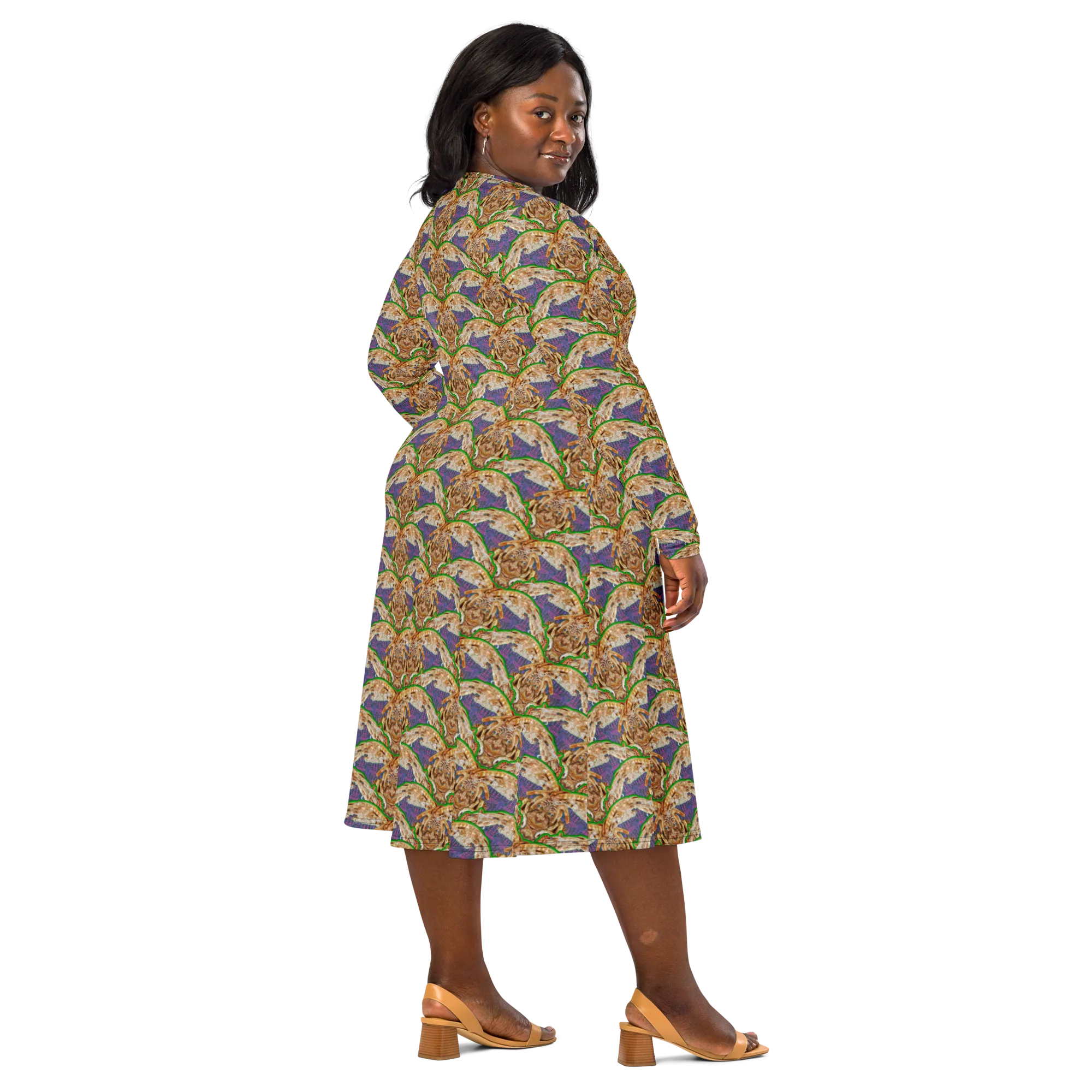 Long Sleeve Midi Dress (Her/Muliebris)(Rind#5 Ouroboros Butterfly Purple Logo) RJSTHS2022 RJS