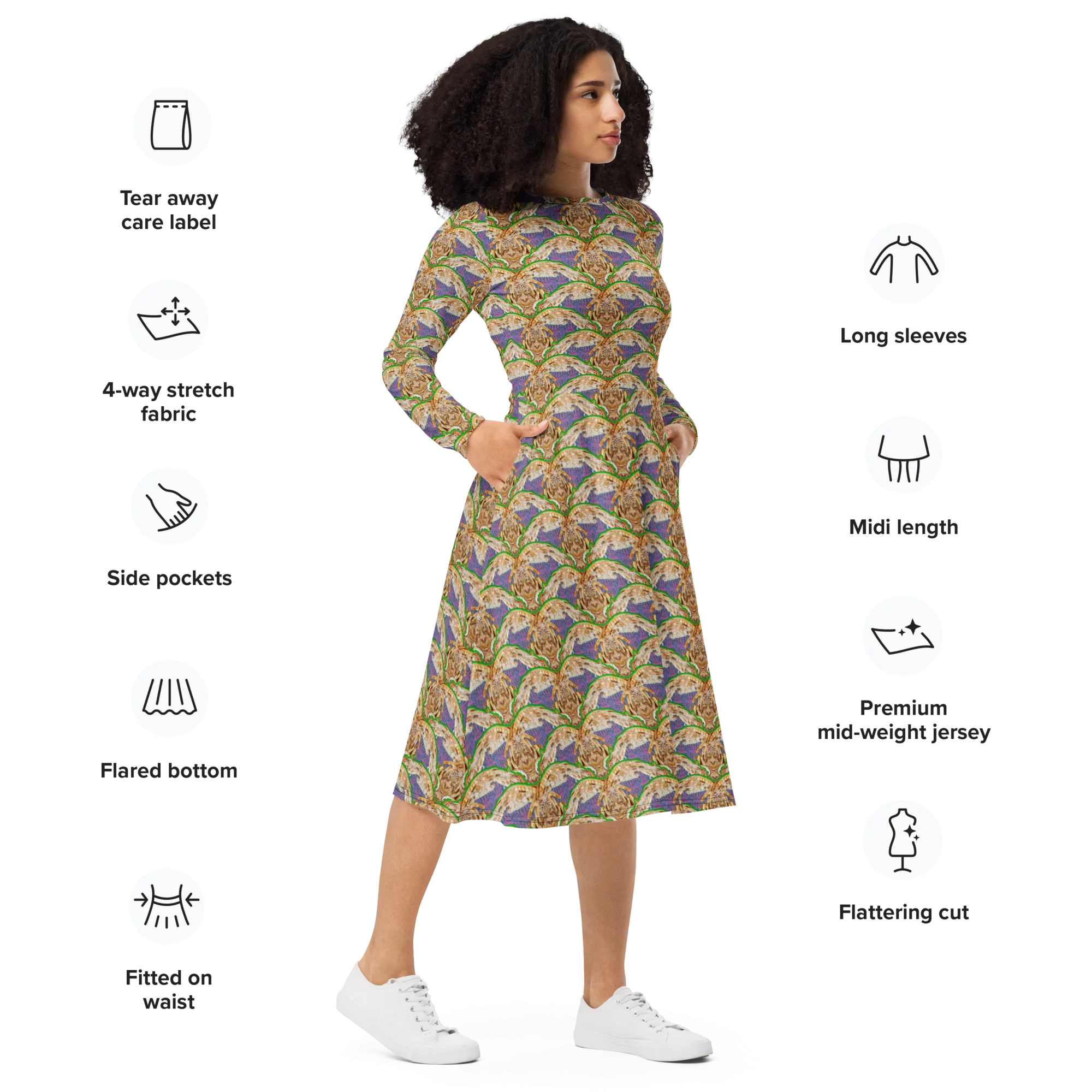 Long Sleeve Midi Dress (Her/Muliebris)(Rind#5 Ouroboros Butterfly Purple Logo) RJSTHS2022 RJS