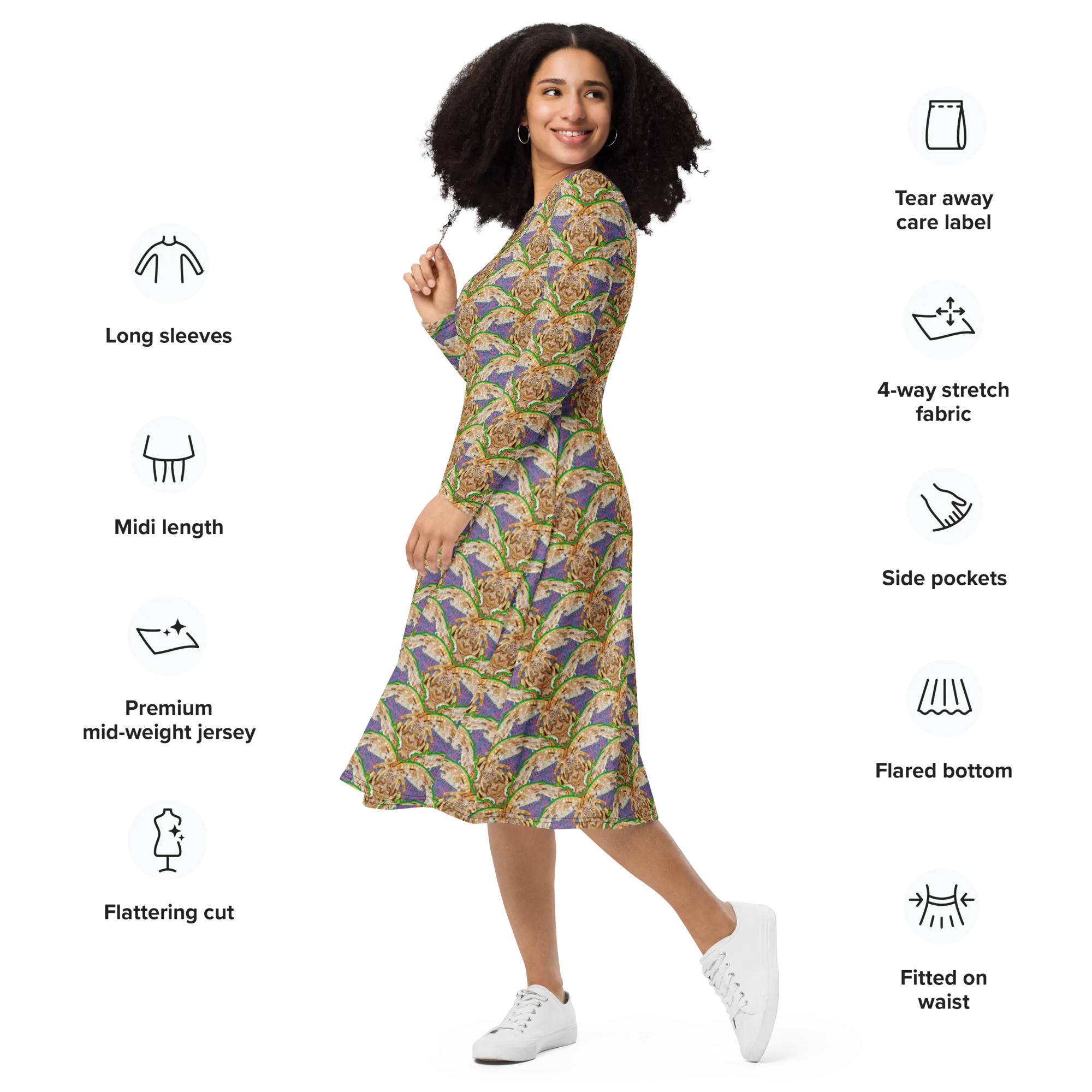 Long Sleeve Midi Dress (Her/Muliebris)(Rind#5 Ouroboros Butterfly Purple Logo) RJSTHS2022 RJS