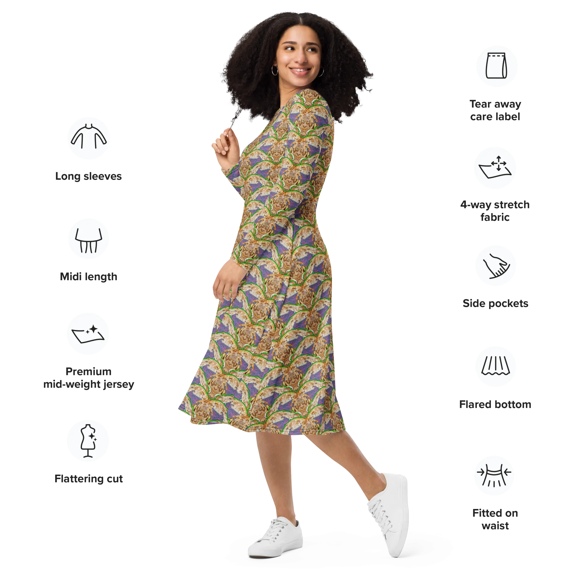Long Sleeve Midi Dress (Her/Muliebris)(Rind#5 Ouroboros Butterfly Purple Logo) RJSTHS2022 RJS