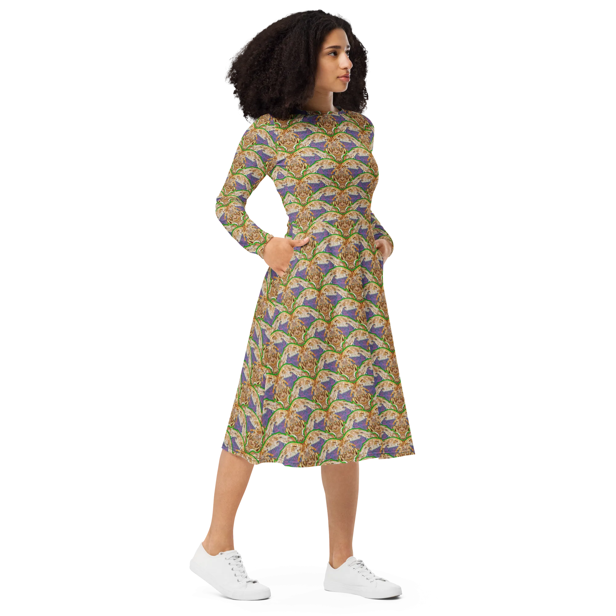Long Sleeve Midi Dress (Her/Muliebris)(Rind#5 Ouroboros Butterfly Purple Logo) RJSTHS2022 RJS