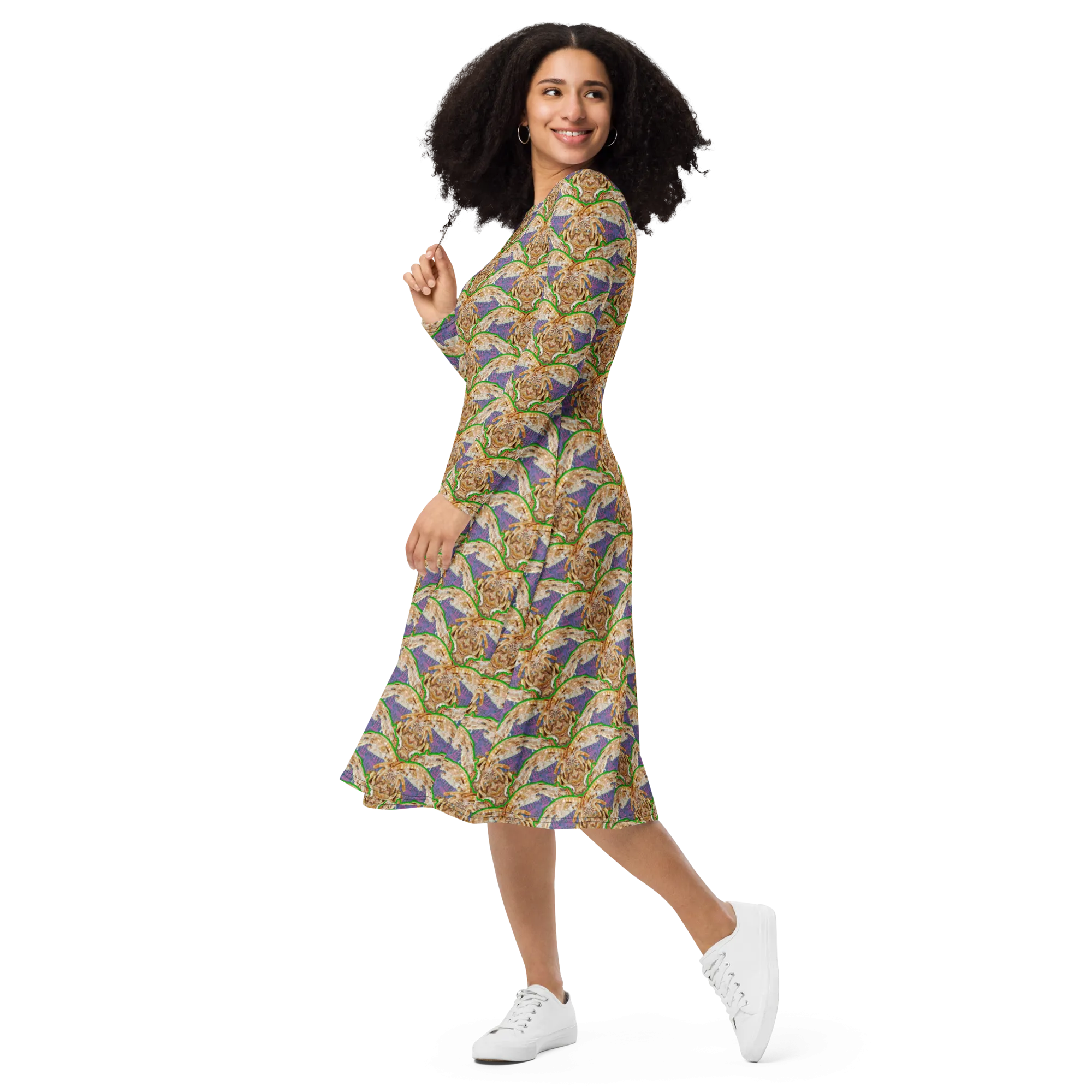 Long Sleeve Midi Dress (Her/Muliebris)(Rind#5 Ouroboros Butterfly Purple Logo) RJSTHS2022 RJS