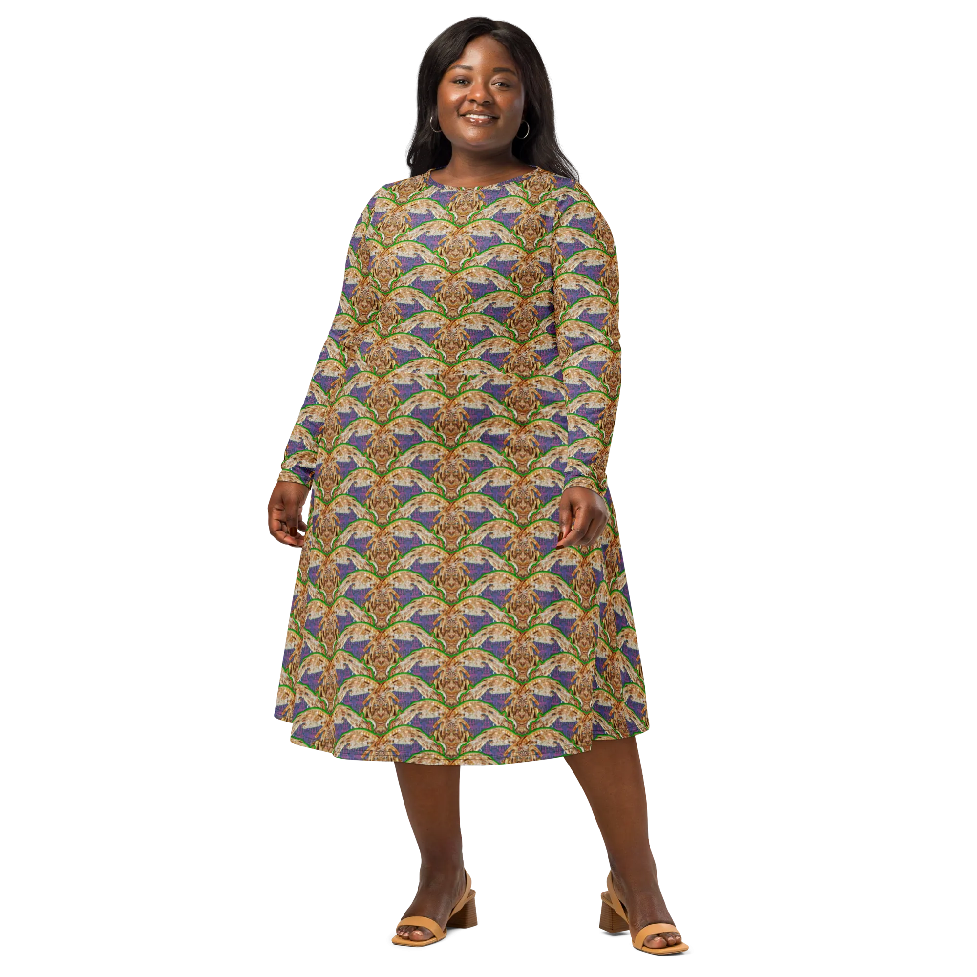 Long Sleeve Midi Dress (Her/Muliebris)(Rind#5 Ouroboros Butterfly Purple Logo) RJSTHS2022 RJS