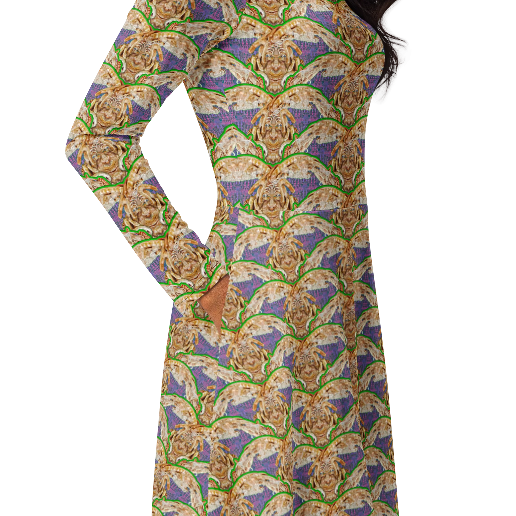 Long Sleeve Midi Dress (Her/Muliebris)(Rind#5 Ouroboros Butterfly Purple Logo) RJSTHS2022 RJS