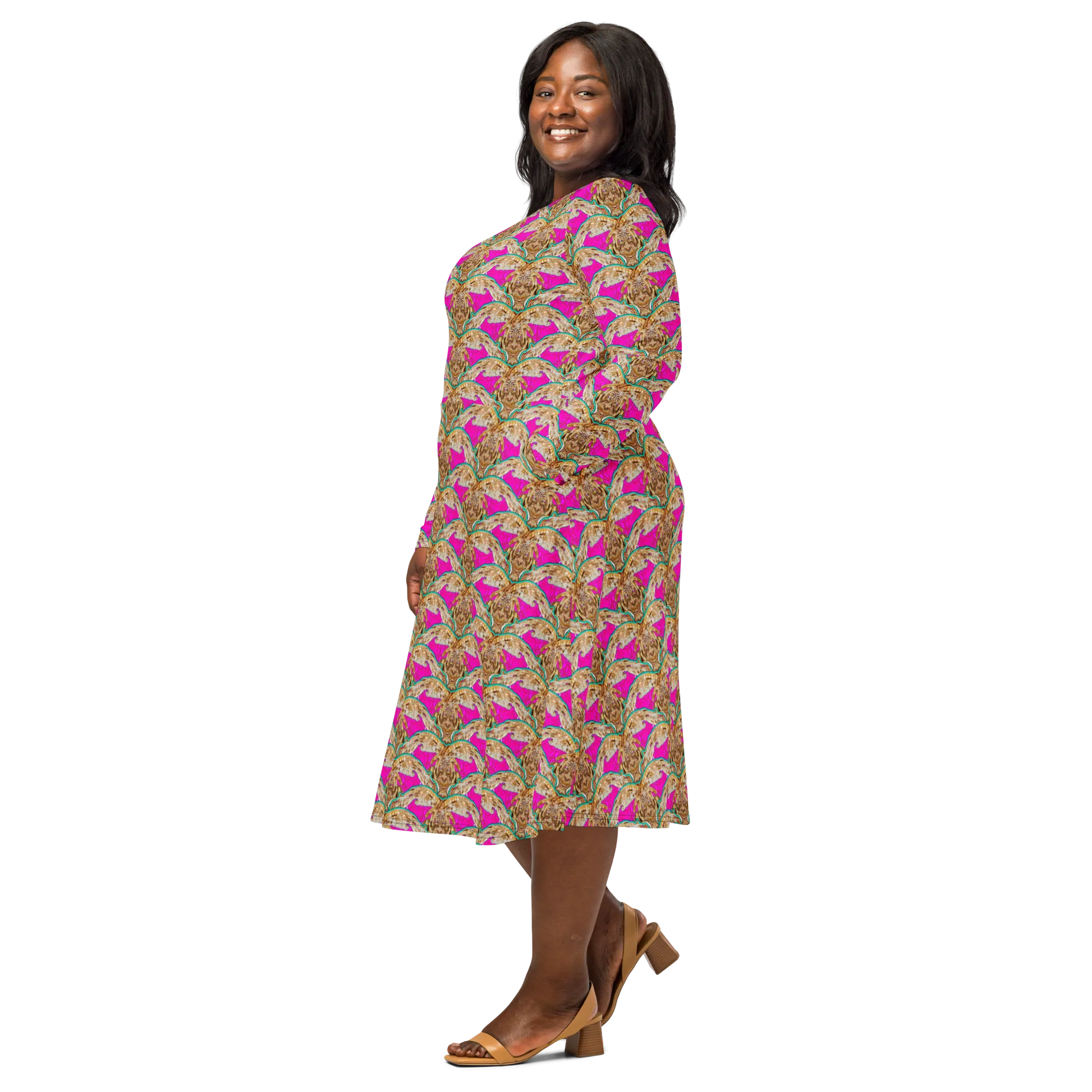 Long Sleeve Midi Dress (Her/Muliebris)(Rind#8 Ouroboros Butterfly Pink Logo) RJSTHS2022 RJS