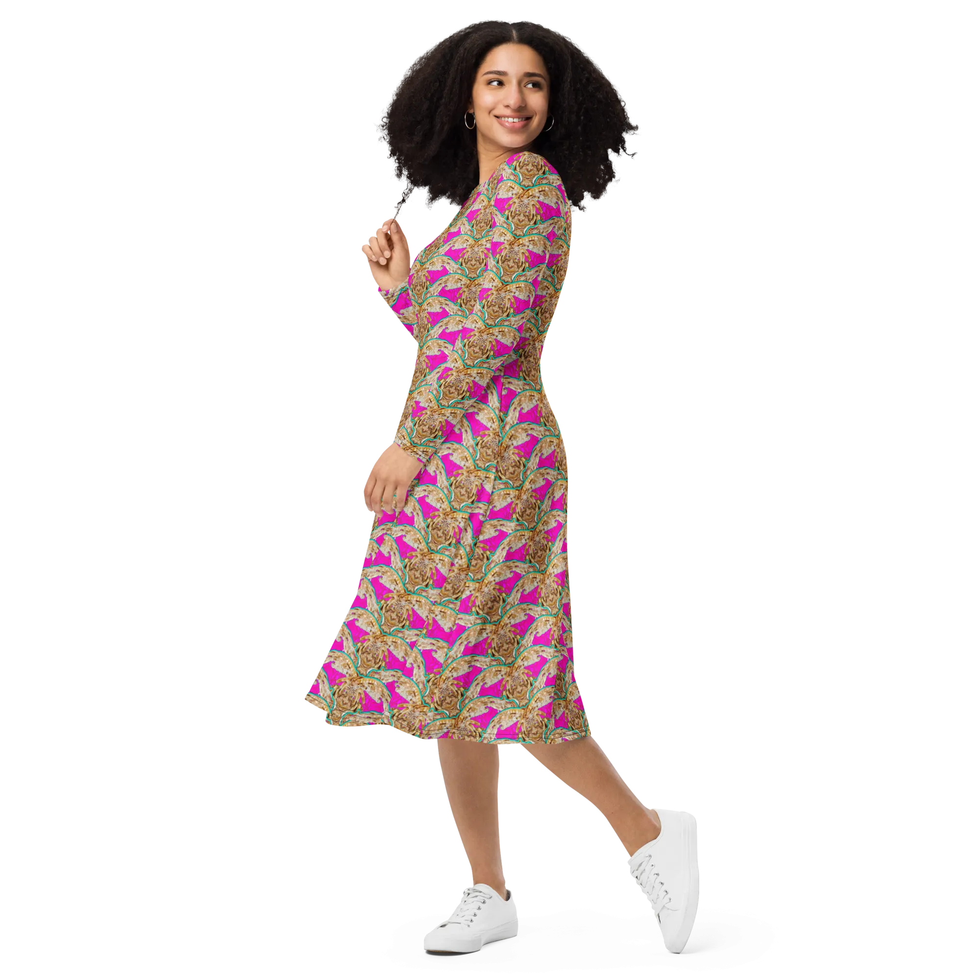 Long Sleeve Midi Dress (Her/Muliebris)(Rind#8 Ouroboros Butterfly Pink Logo) RJSTHS2022 RJS