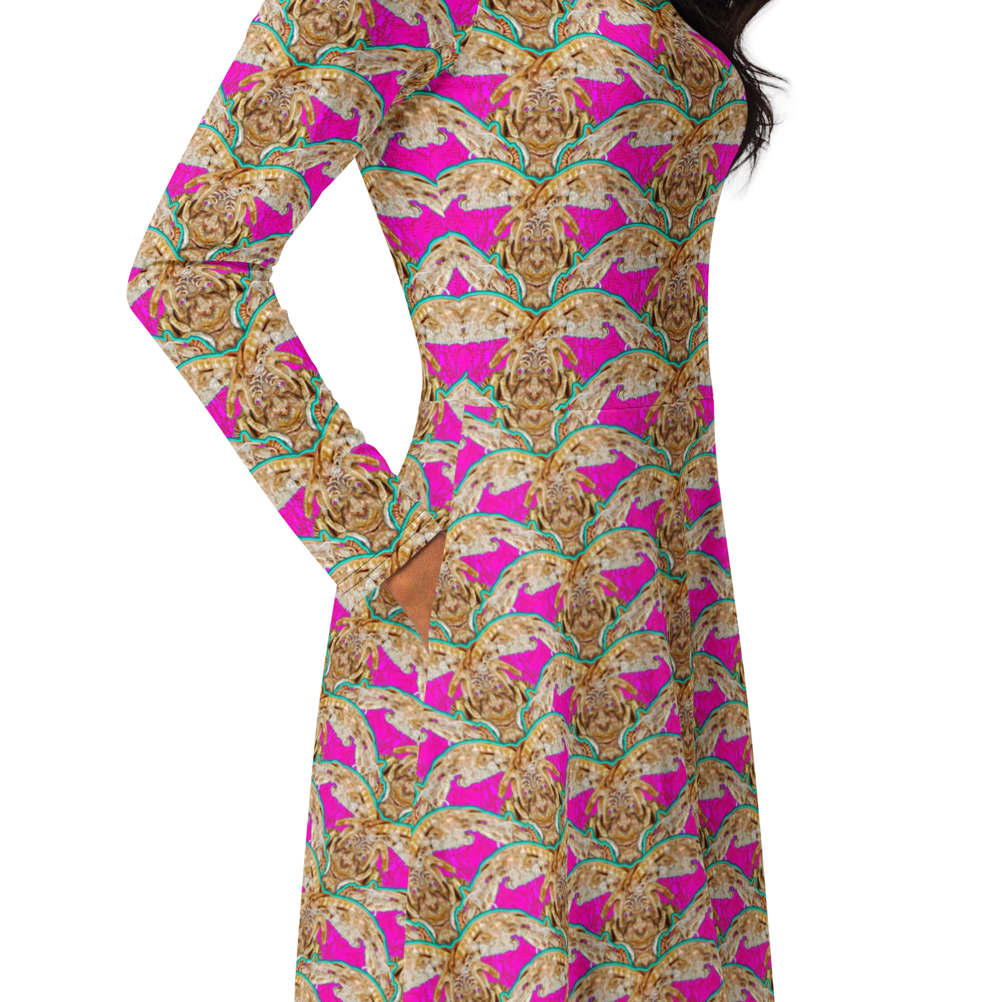 Long Sleeve Midi Dress (Her/Muliebris)(Rind#8 Ouroboros Butterfly Pink Logo) RJSTHS2022 RJS