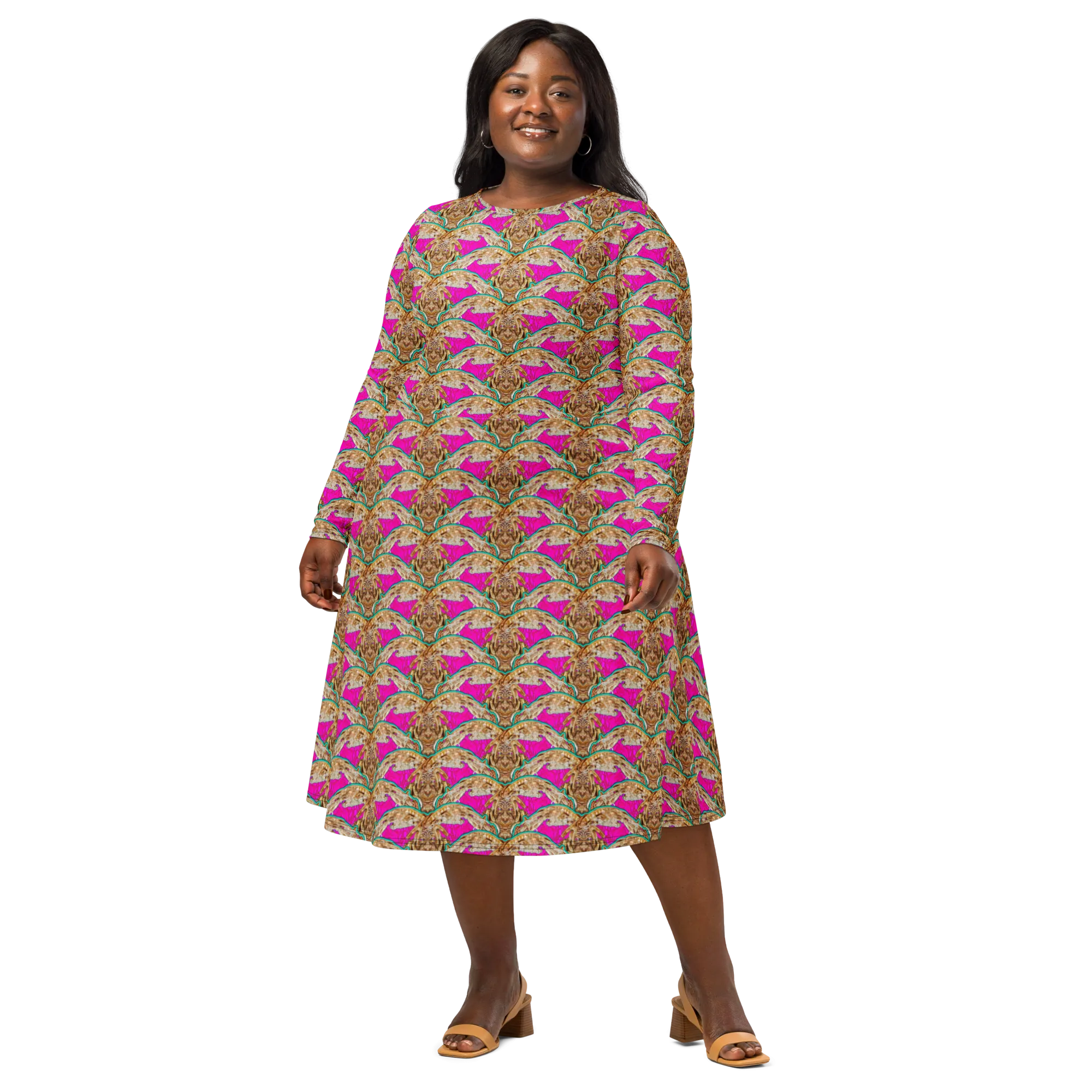 Long Sleeve Midi Dress (Her/Muliebris)(Rind#8 Ouroboros Butterfly Pink Logo) RJSTHS2022 RJS