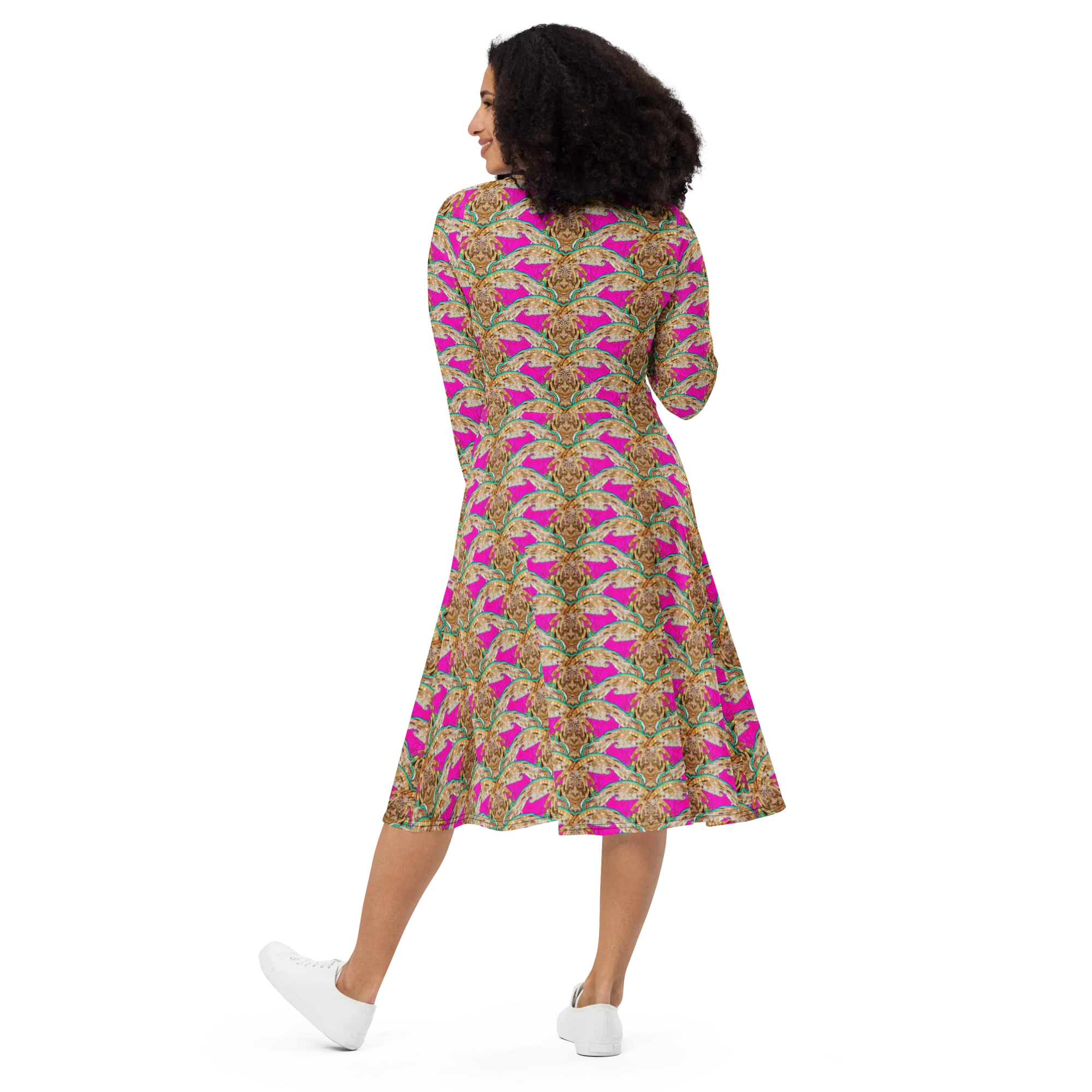 Long Sleeve Midi Dress (Her/Muliebris)(Rind#8 Ouroboros Butterfly Pink Logo) RJSTHS2022 RJS