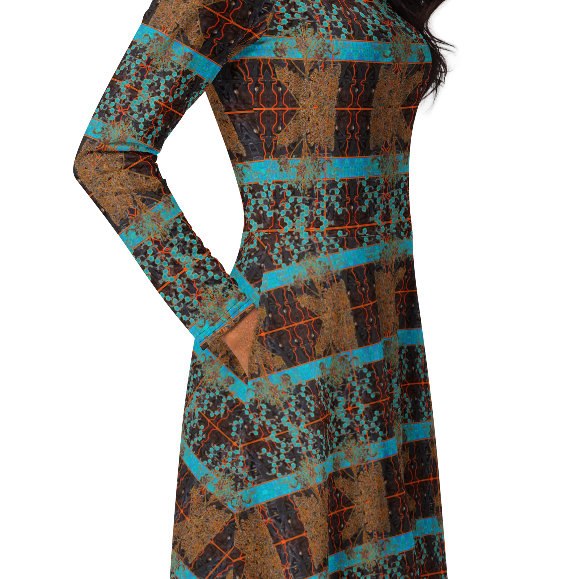 Long Sleeve Midi Dress (Her/Muliebris)(Tree Link WindSong Flower) RJSTH@Fabric#12 RJSTHS2022 RJS