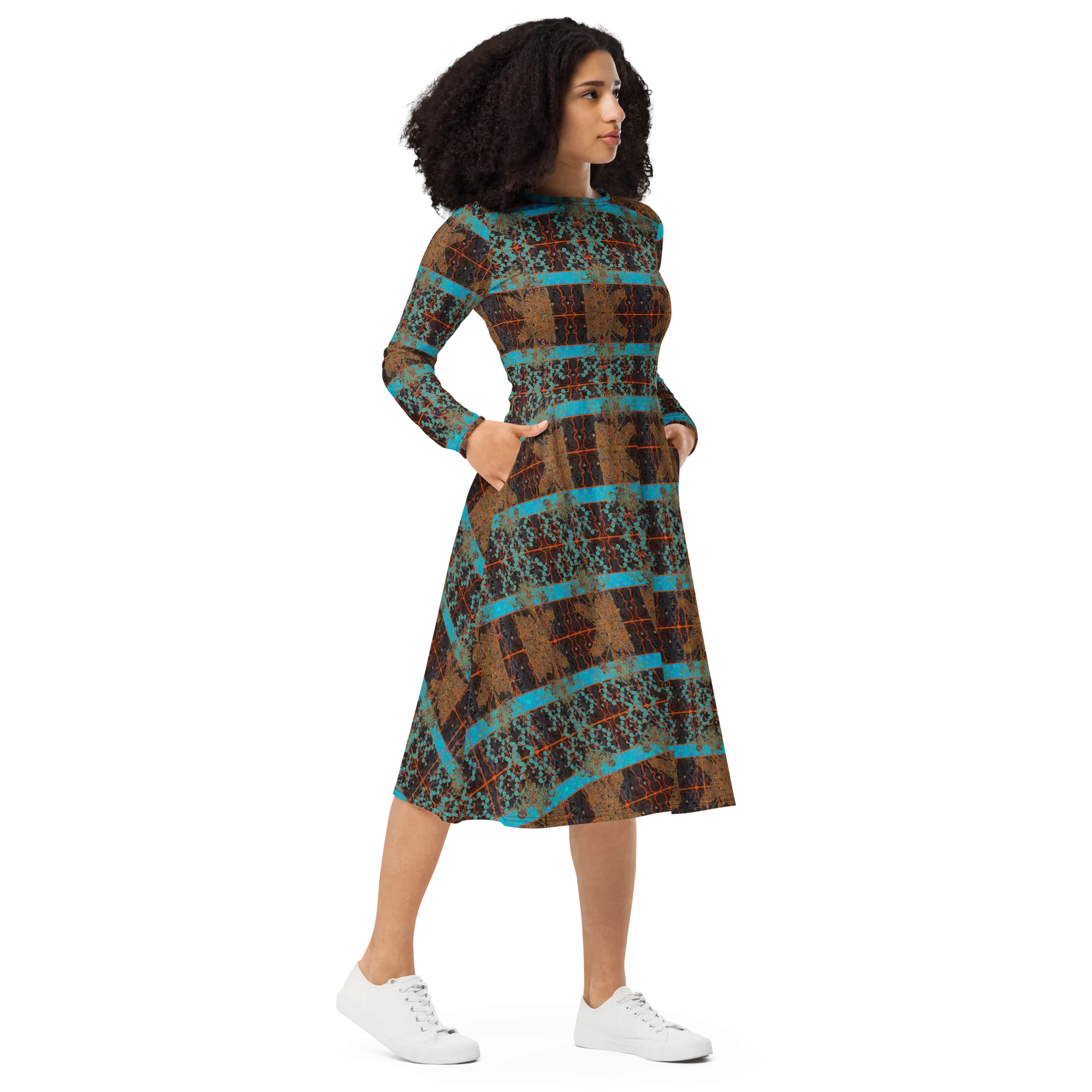 Long Sleeve Midi Dress (Her/Muliebris)(Tree Link WindSong Flower) RJSTH@Fabric#12 RJSTHS2022 RJS