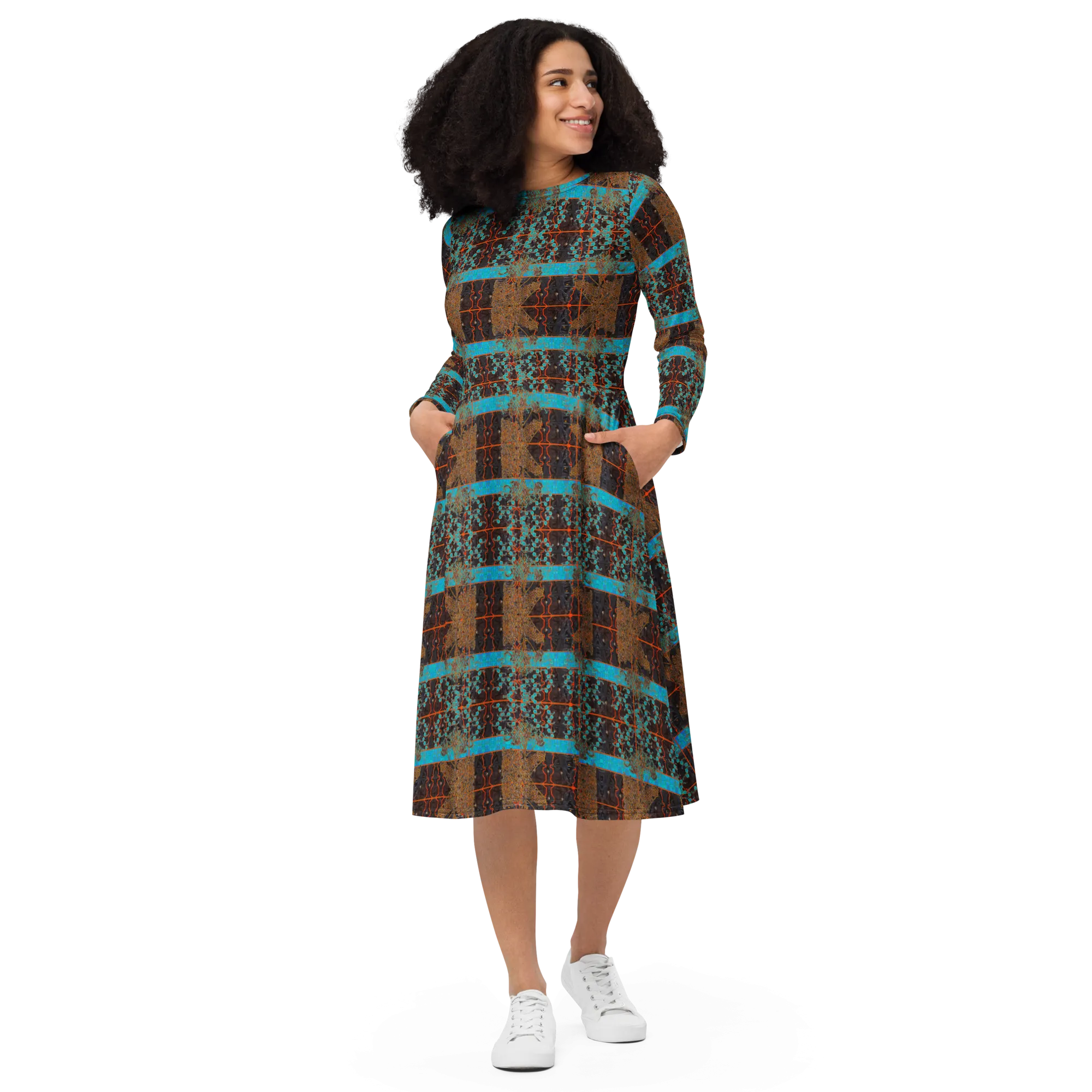Long Sleeve Midi Dress (Her/Muliebris)(Tree Link WindSong Flower) RJSTH@Fabric#12 RJSTHS2022 RJS