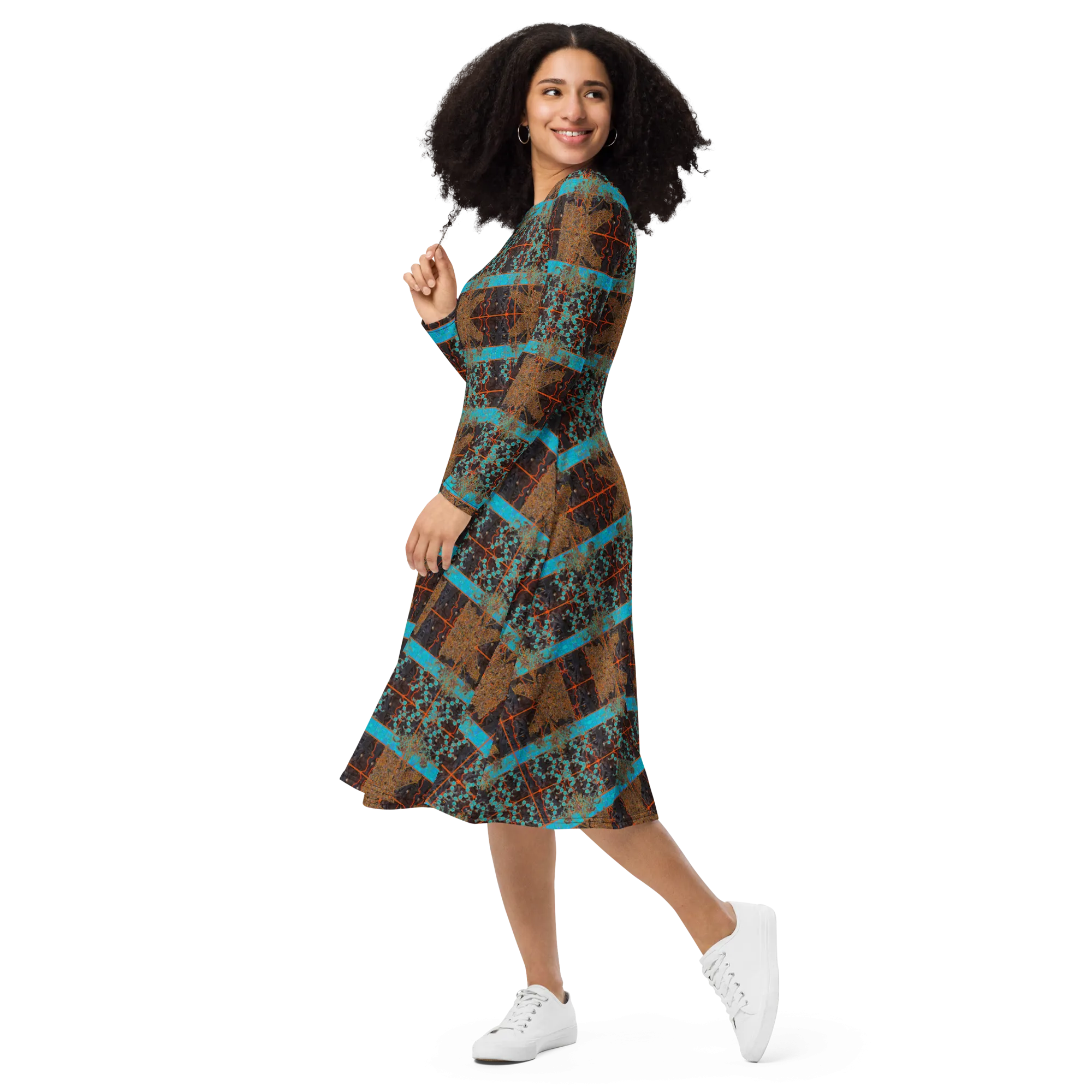 Long Sleeve Midi Dress (Her/Muliebris)(Tree Link WindSong Flower) RJSTH@Fabric#12 RJSTHS2022 RJS