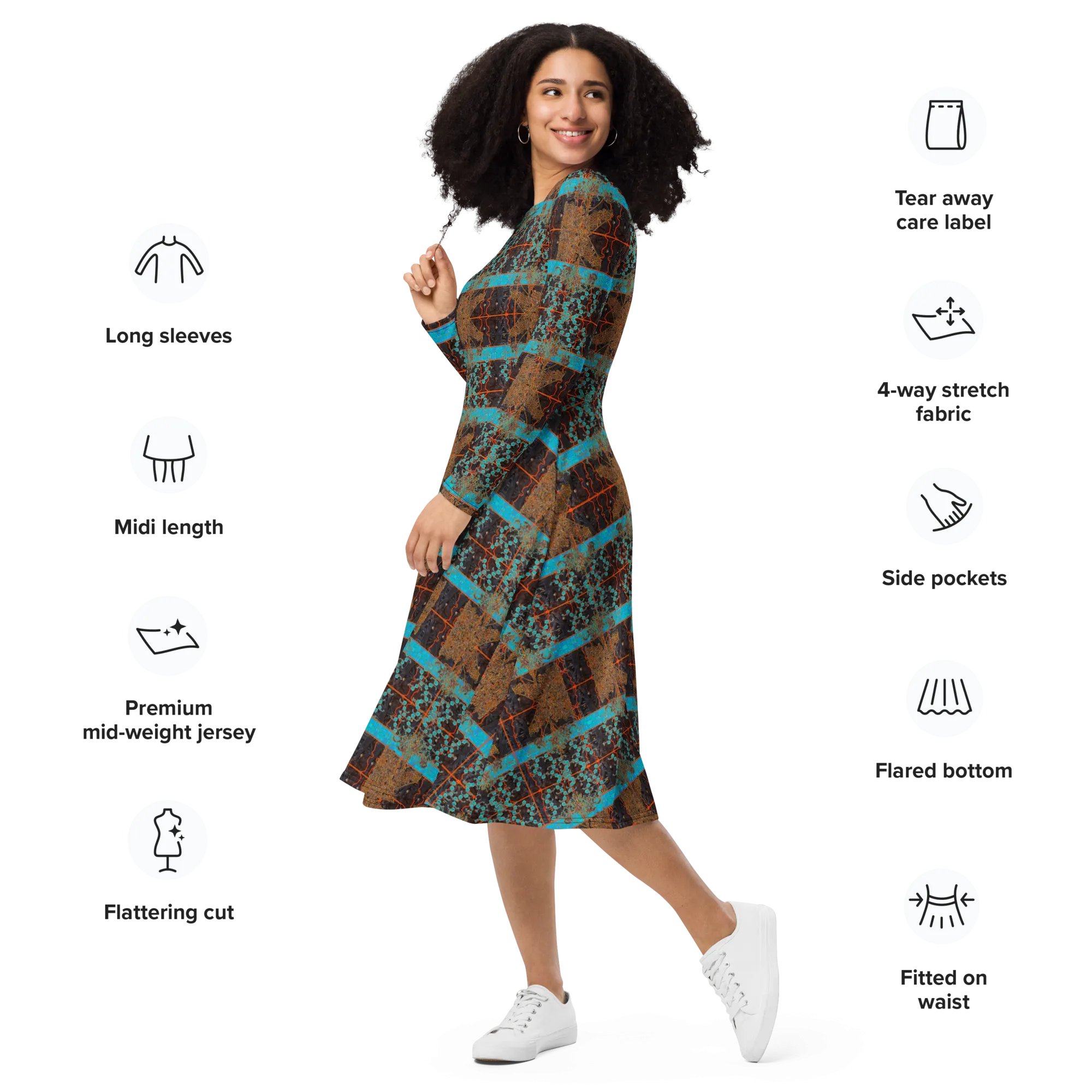 Long Sleeve Midi Dress (Her/Muliebris)(Tree Link WindSong Flower) RJSTH@Fabric#12 RJSTHS2022 RJS