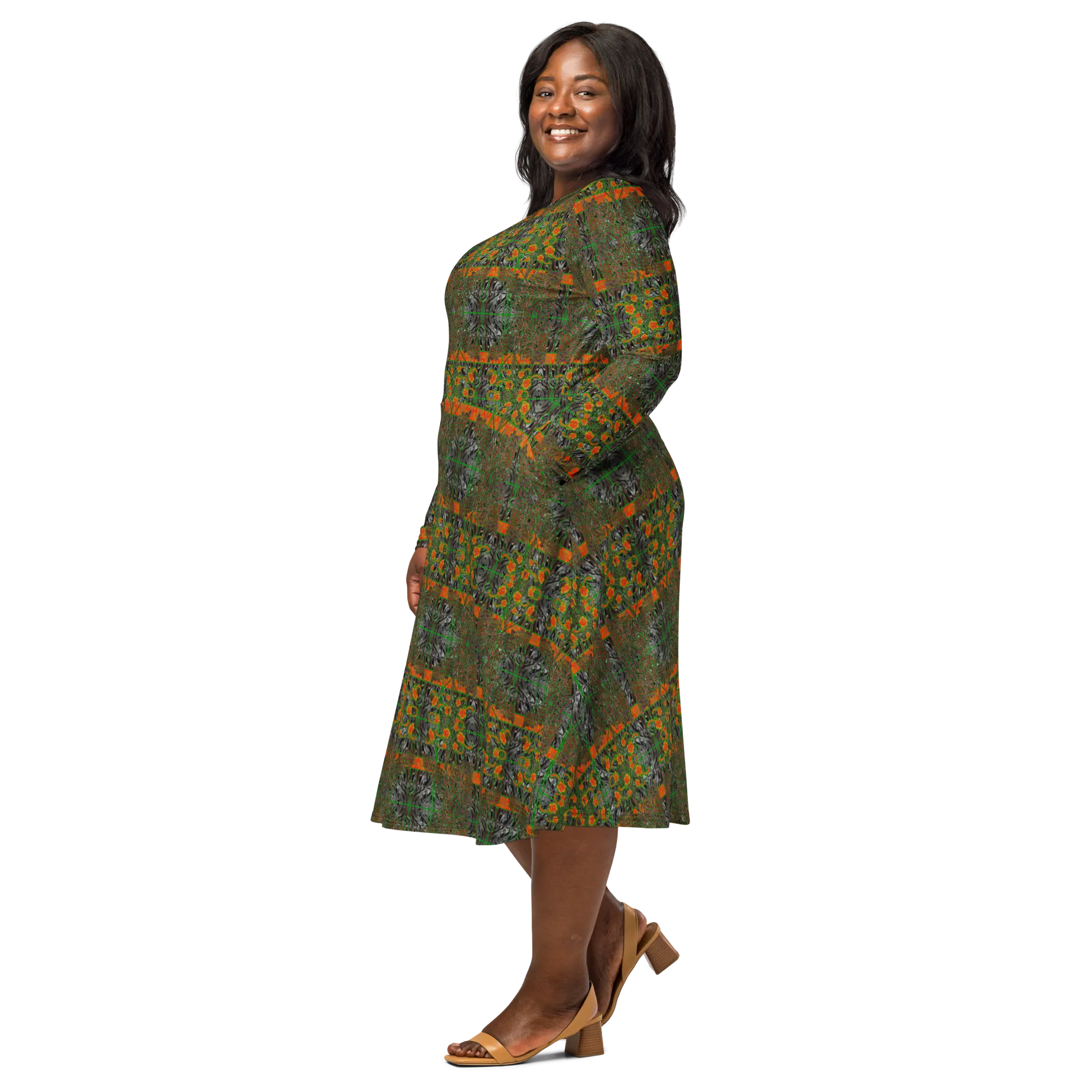 Long Sleeve Midi Dress (Her/Muliebris)(Tree Link WindSong Flower) RJSTH@Fabric#3 RJSTHS2022 RJS