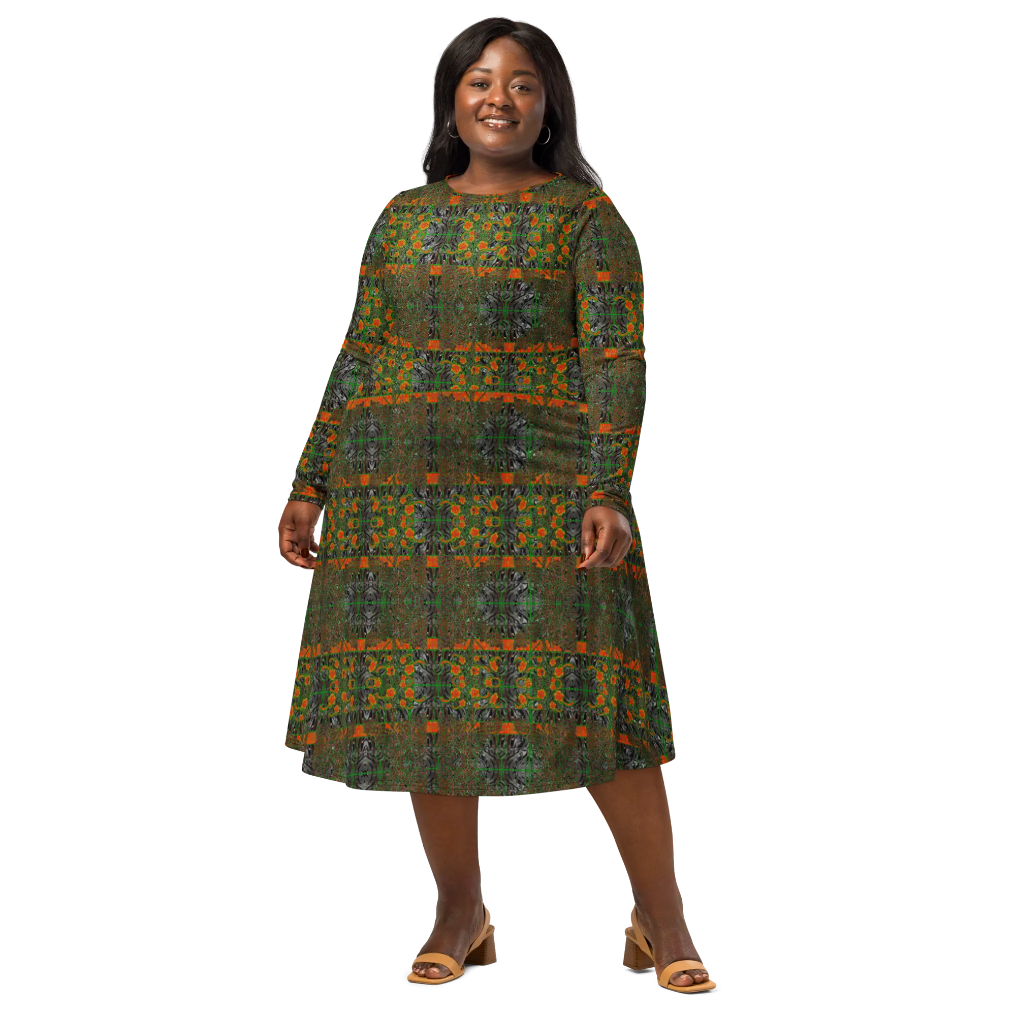 Long Sleeve Midi Dress (Her/Muliebris)(Tree Link WindSong Flower) RJSTH@Fabric#3 RJSTHS2022 RJS