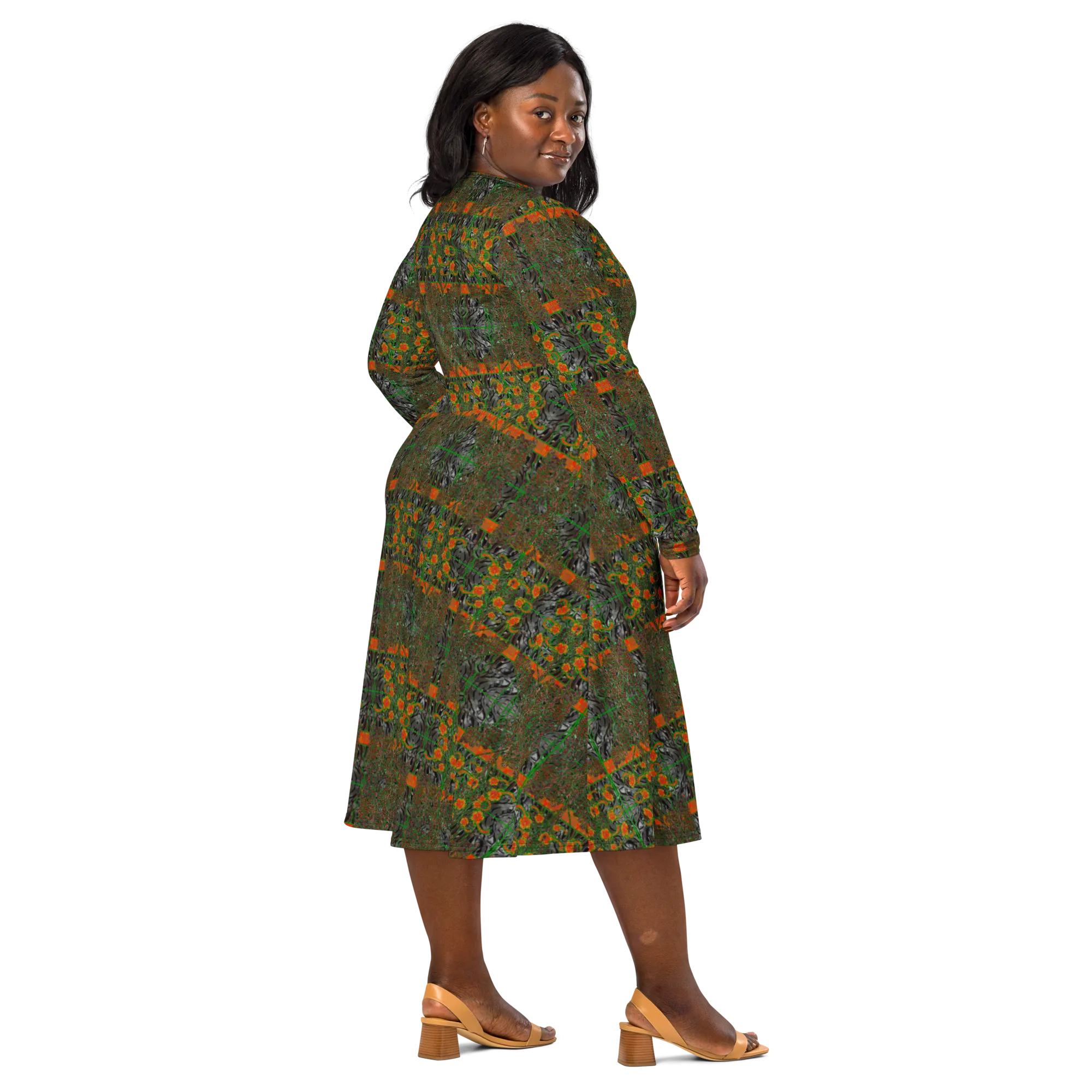 Long Sleeve Midi Dress (Her/Muliebris)(Tree Link WindSong Flower) RJSTH@Fabric#3 RJSTHS2022 RJS