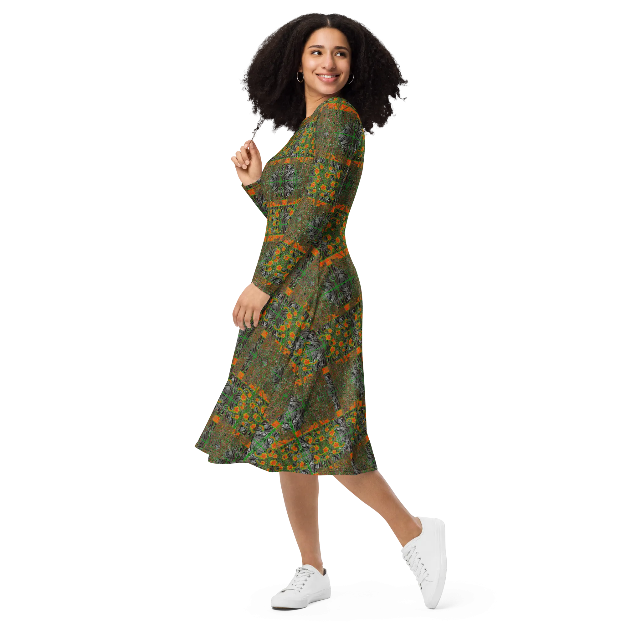Long Sleeve Midi Dress (Her/Muliebris)(Tree Link WindSong Flower) RJSTH@Fabric#3 RJSTHS2022 RJS