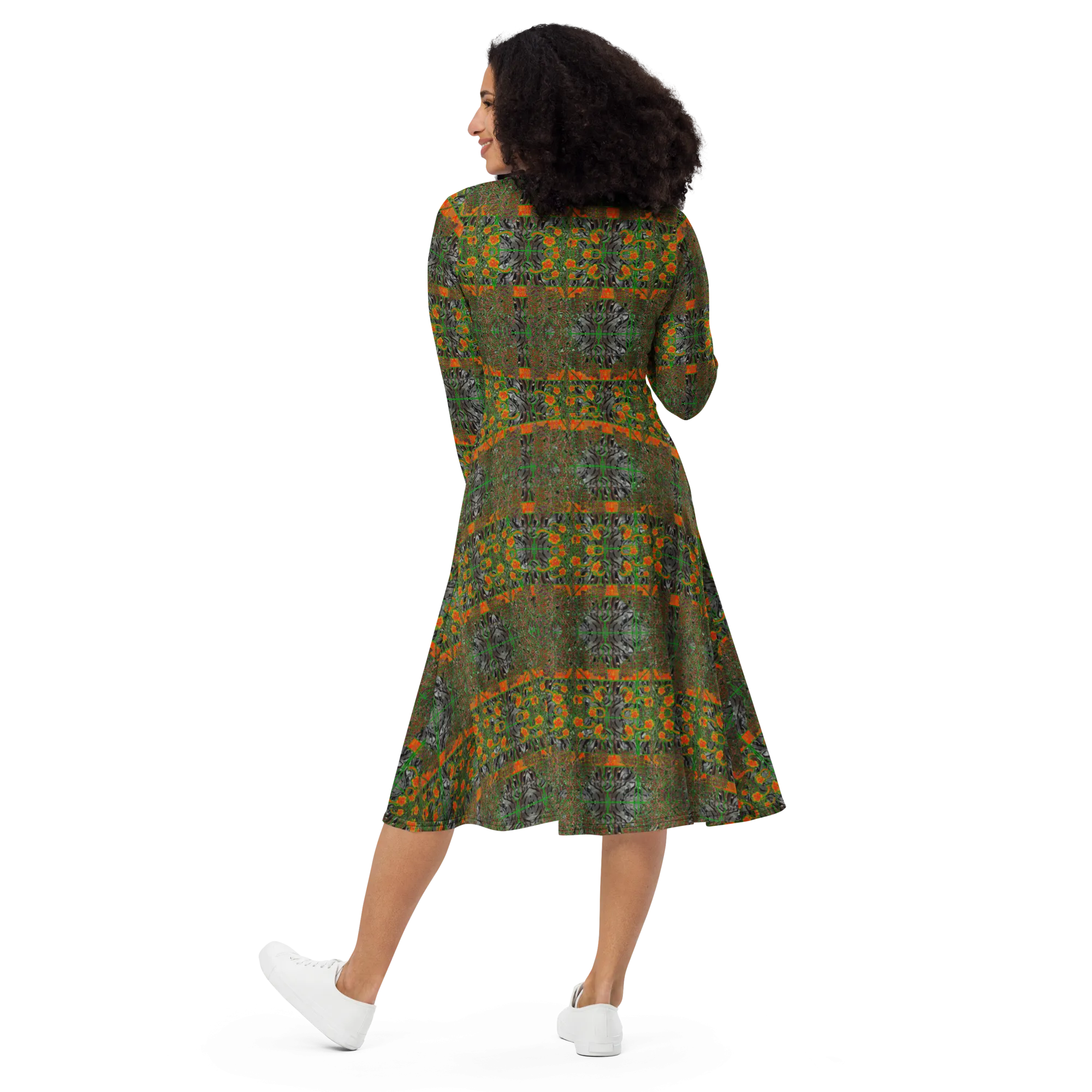 Long Sleeve Midi Dress (Her/Muliebris)(Tree Link WindSong Flower) RJSTH@Fabric#3 RJSTHS2022 RJS