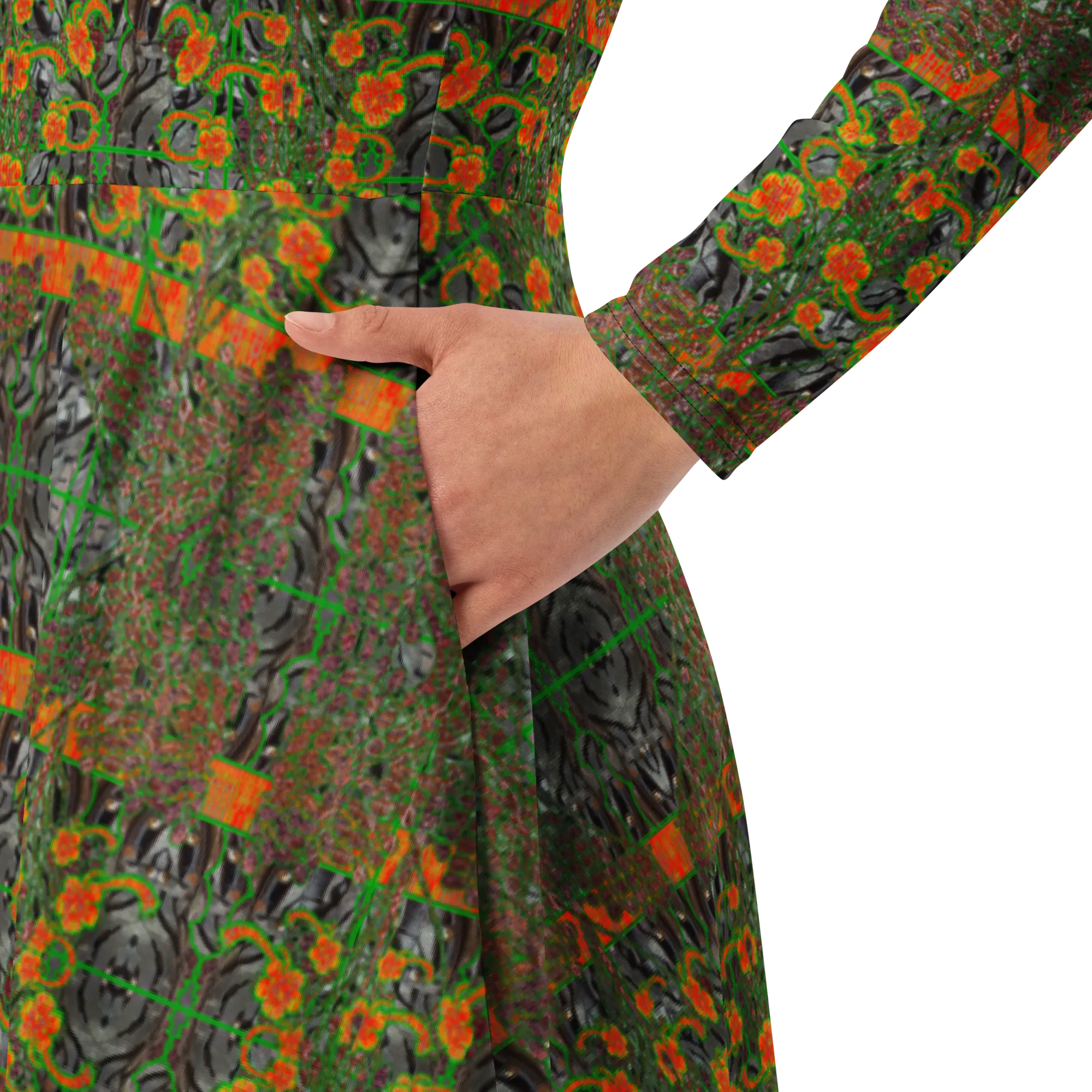 Long Sleeve Midi Dress (Her/Muliebris)(Tree Link WindSong Flower) RJSTH@Fabric#3 RJSTHS2022 RJS