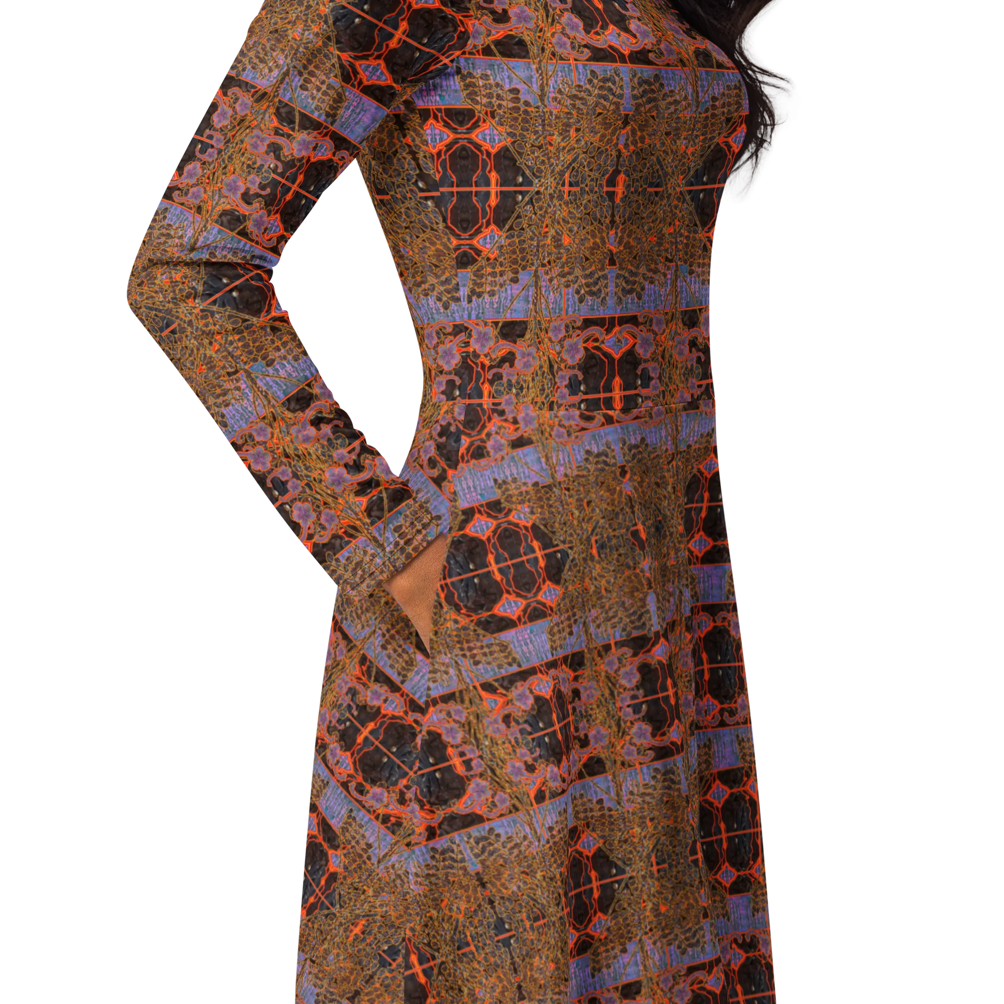 Long Sleeve Midi Dress (Her/Muliebris)(Tree Link WindSong Flower) RJSTH@Fabric#6 RJSTHS2022 RJS