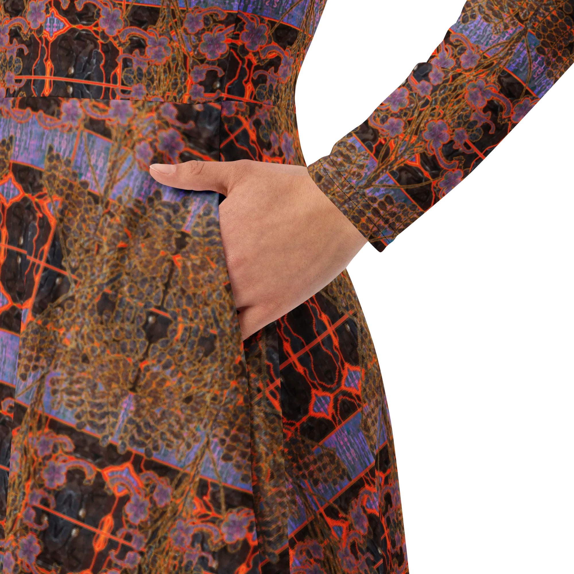 Long Sleeve Midi Dress (Her/Muliebris)(Tree Link WindSong Flower) RJSTH@Fabric#6 RJSTHS2022 RJS
