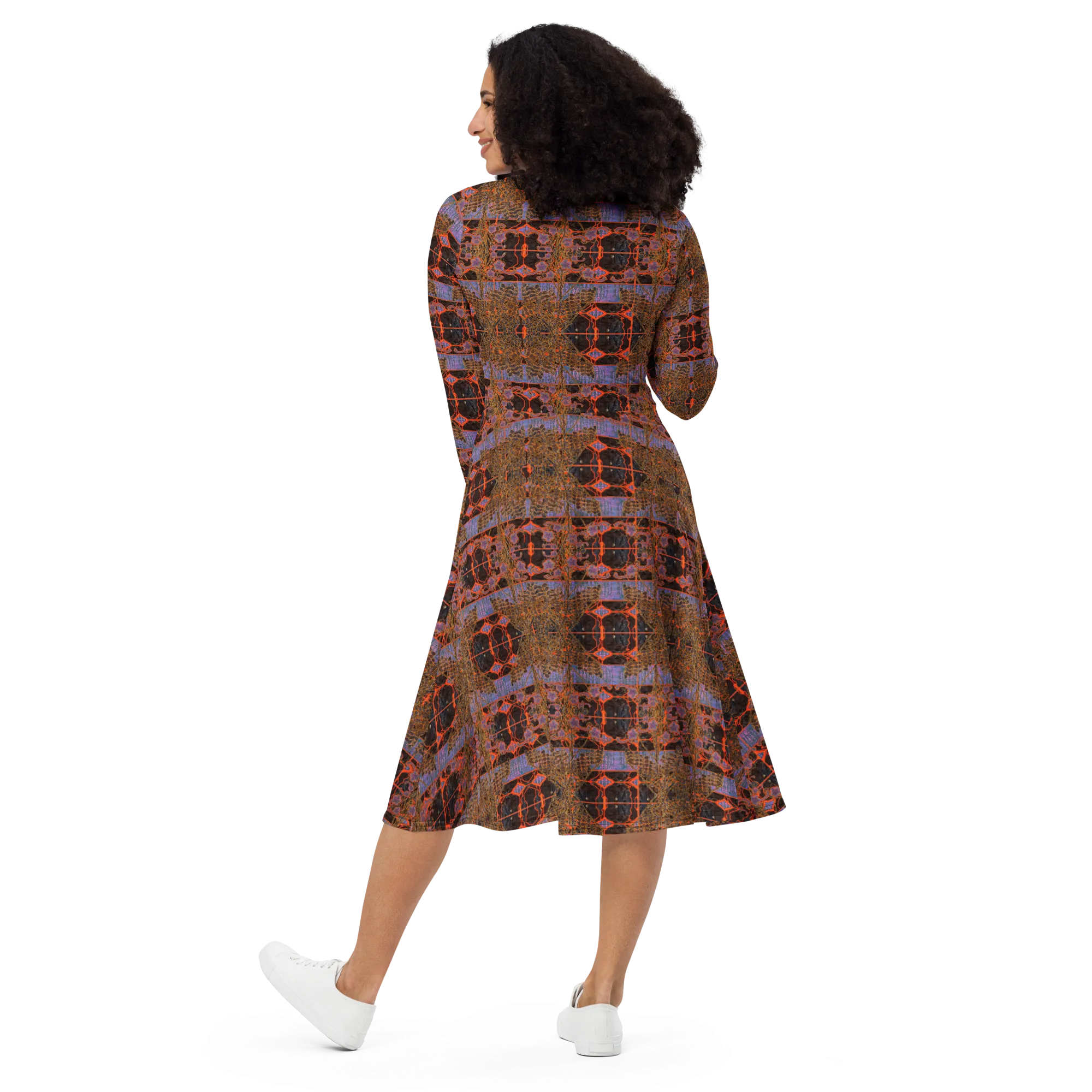 Long Sleeve Midi Dress (Her/Muliebris)(Tree Link WindSong Flower) RJSTH@Fabric#6 RJSTHS2022 RJS