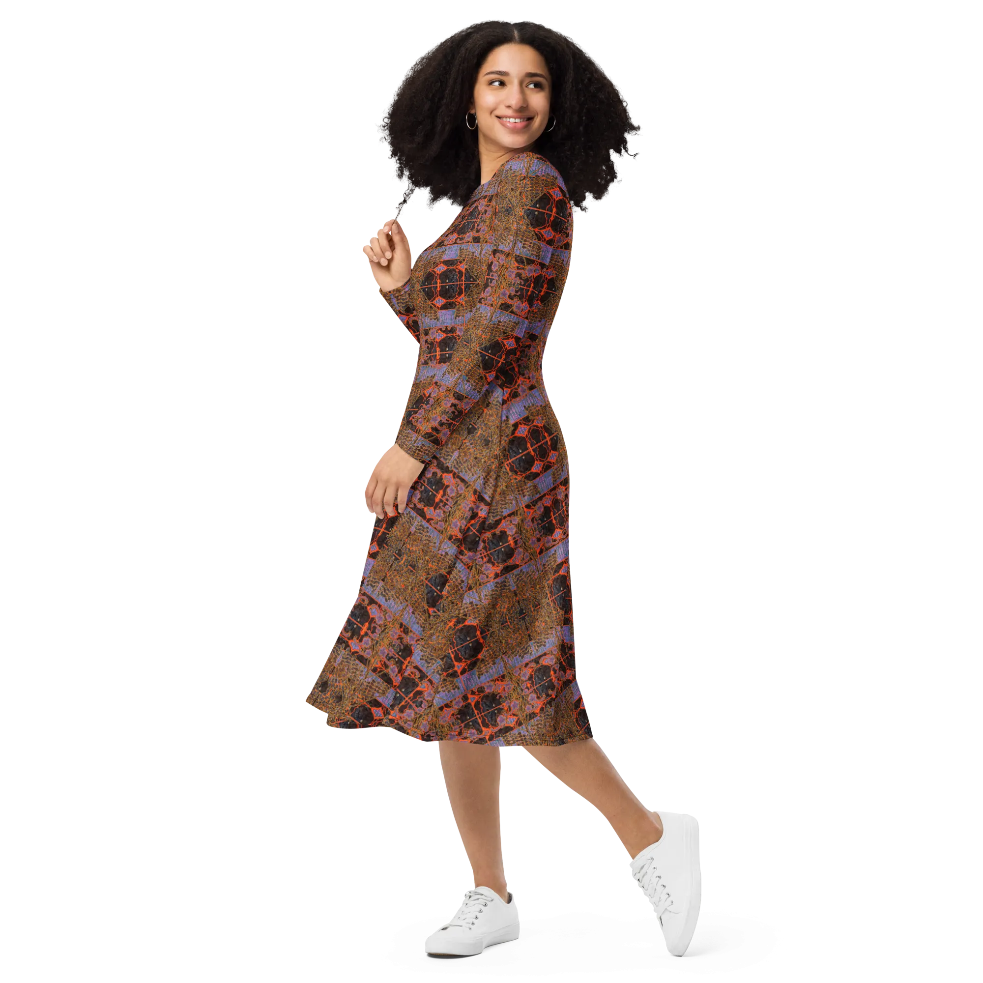 Long Sleeve Midi Dress (Her/Muliebris)(Tree Link WindSong Flower) RJSTH@Fabric#6 RJSTHS2022 RJS