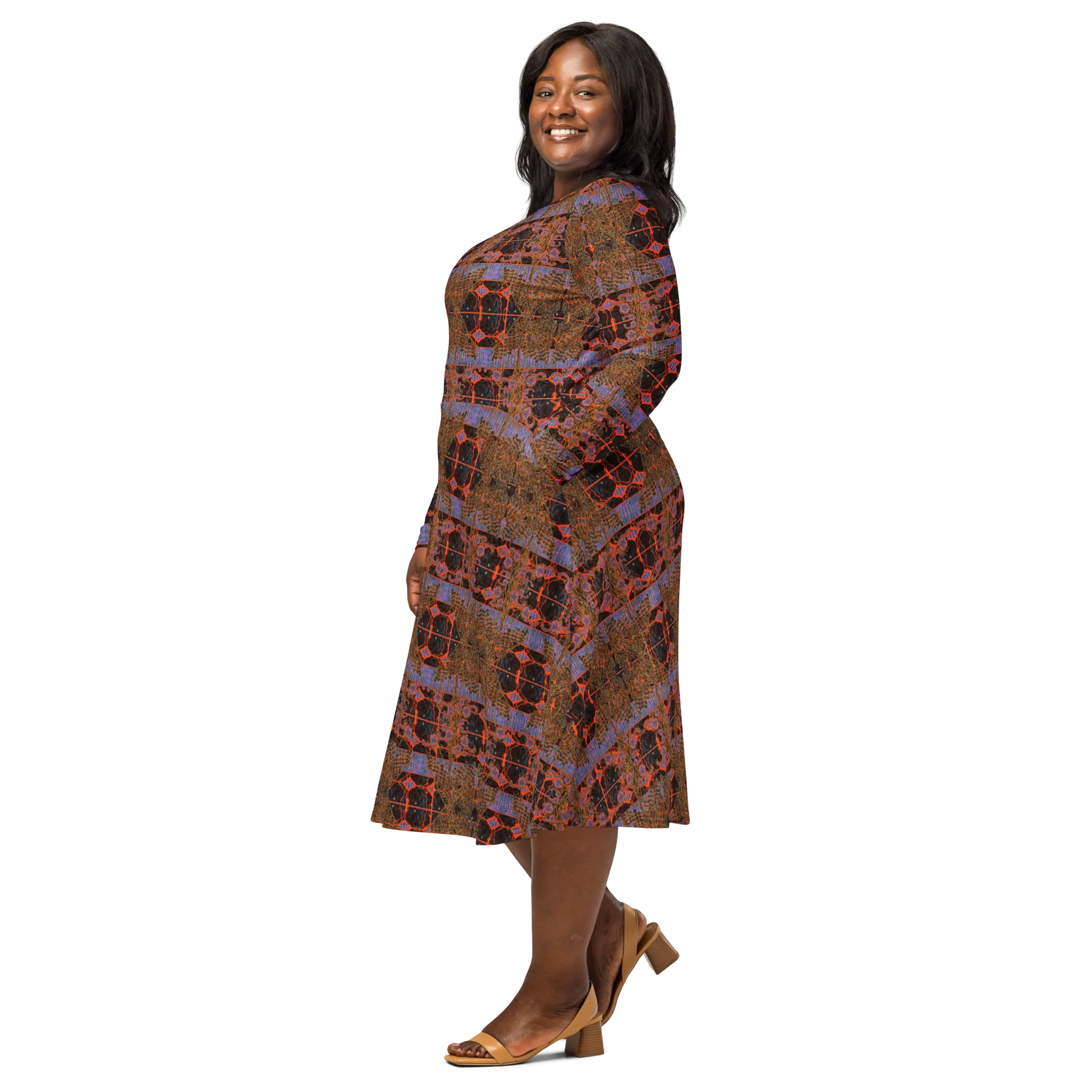 Long Sleeve Midi Dress (Her/Muliebris)(Tree Link WindSong Flower) RJSTH@Fabric#6 RJSTHS2022 RJS
