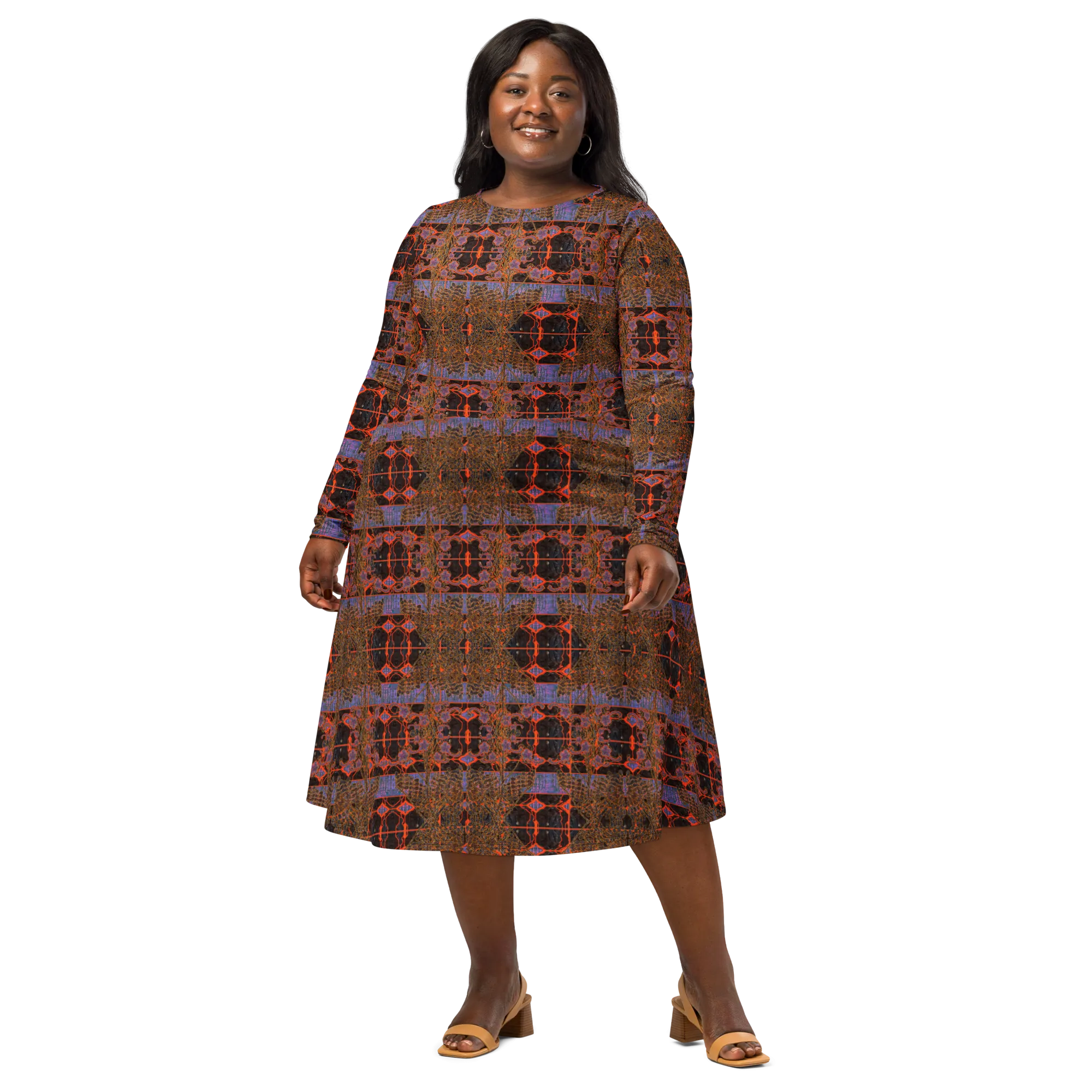 Long Sleeve Midi Dress (Her/Muliebris)(Tree Link WindSong Flower) RJSTH@Fabric#6 RJSTHS2022 RJS