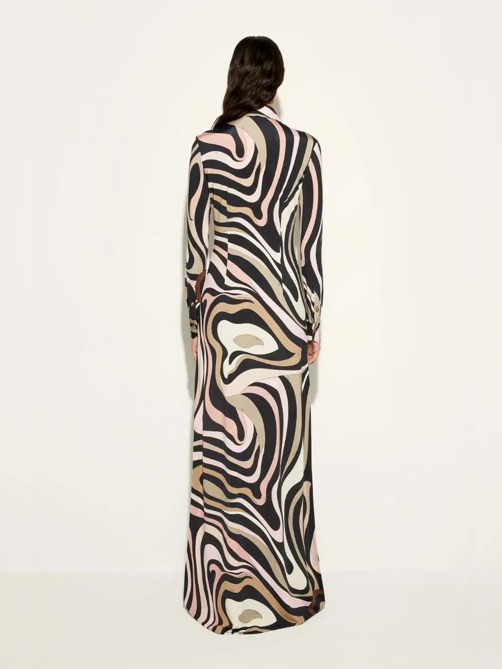 Marmo Print Long Fitted Dress