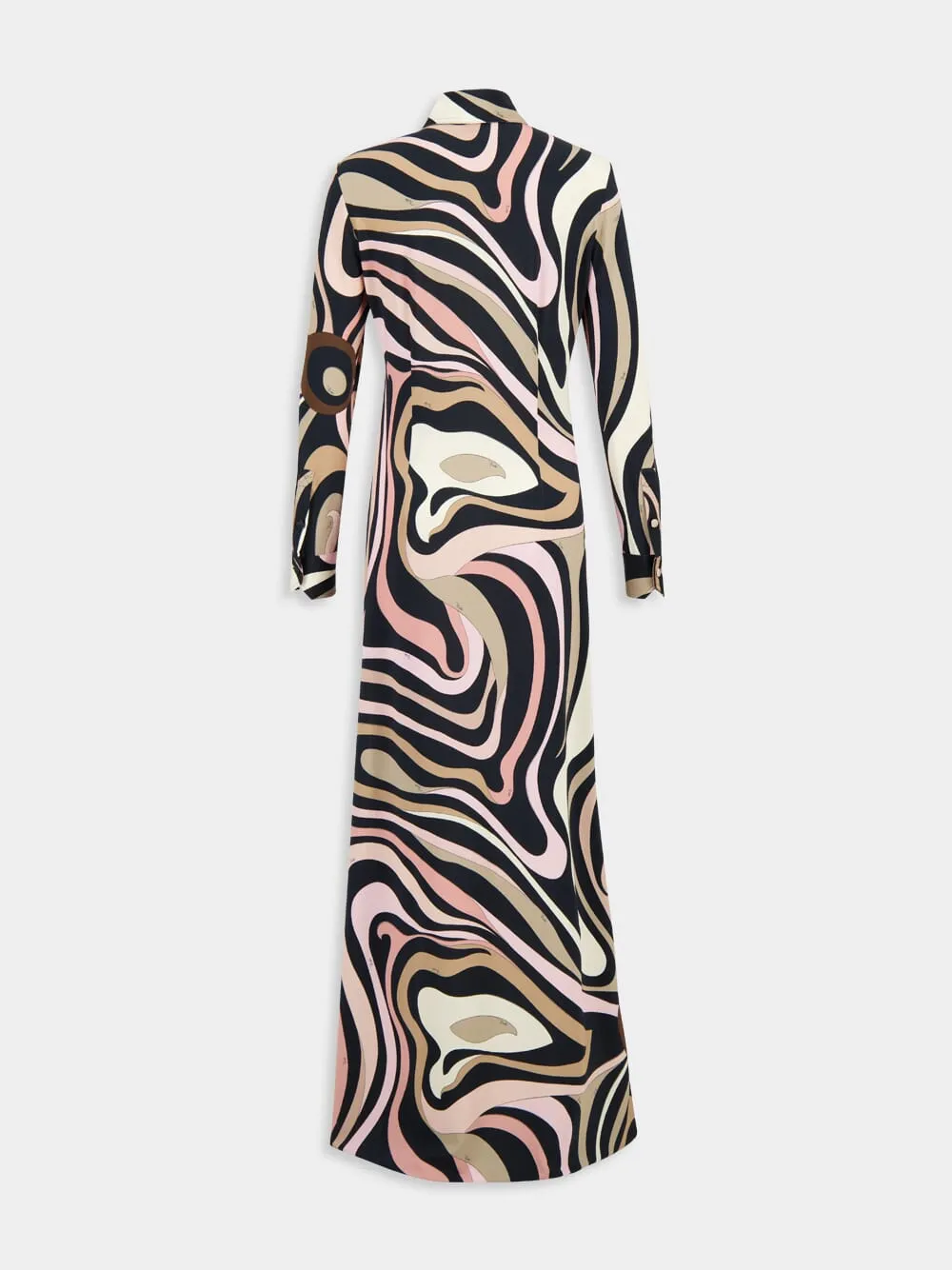 Marmo Print Long Fitted Dress