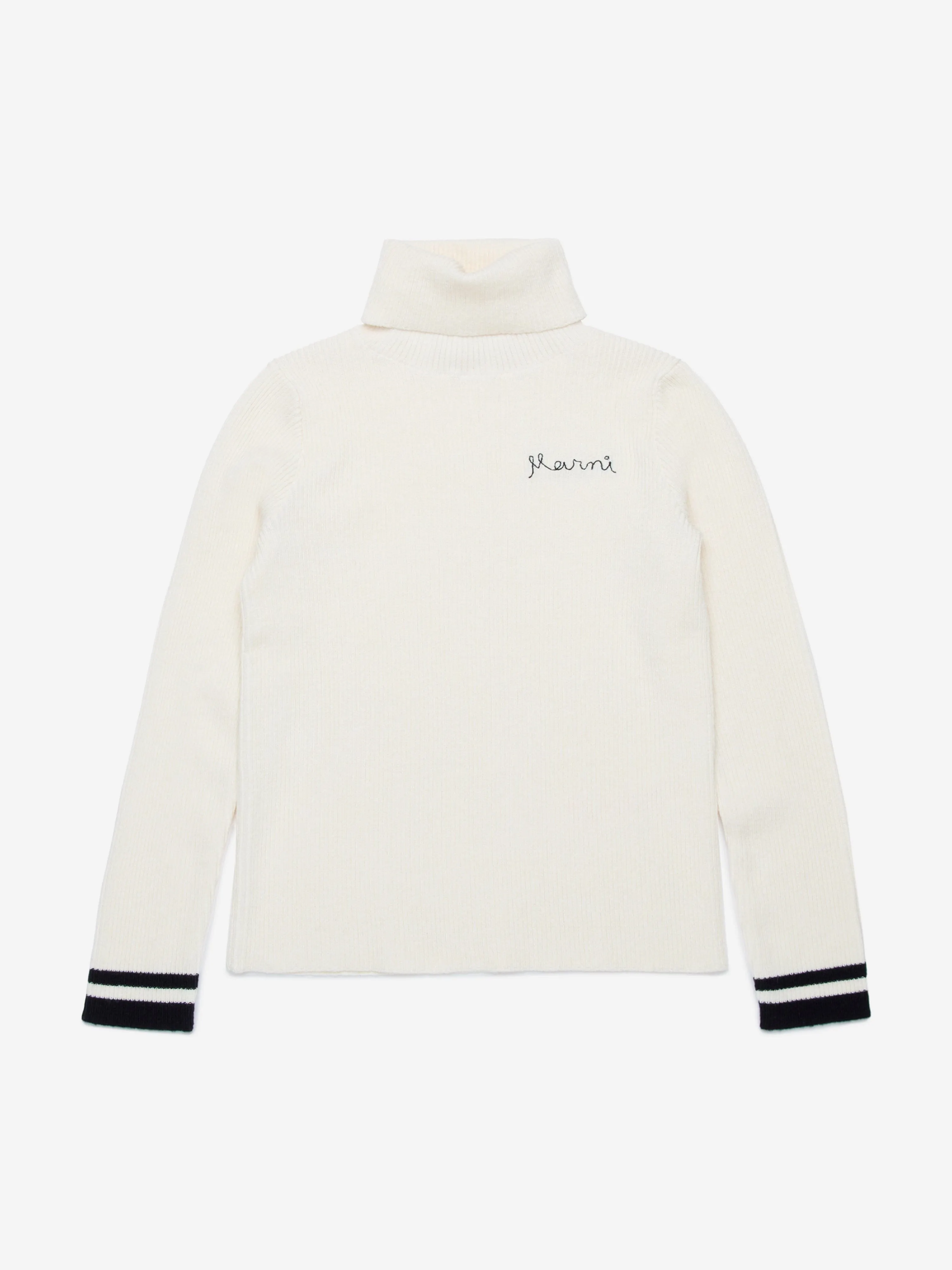 MARNI Girls Knitted Roll Neck Jumper in Ivory