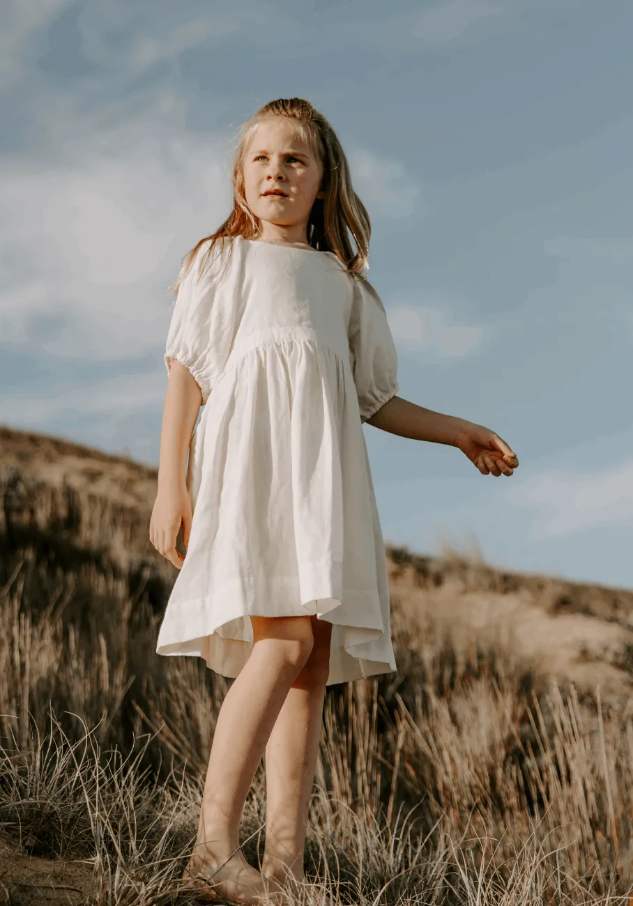 Miann & Co Kids - Keyhole Puff Sleeve Dress - Lemon