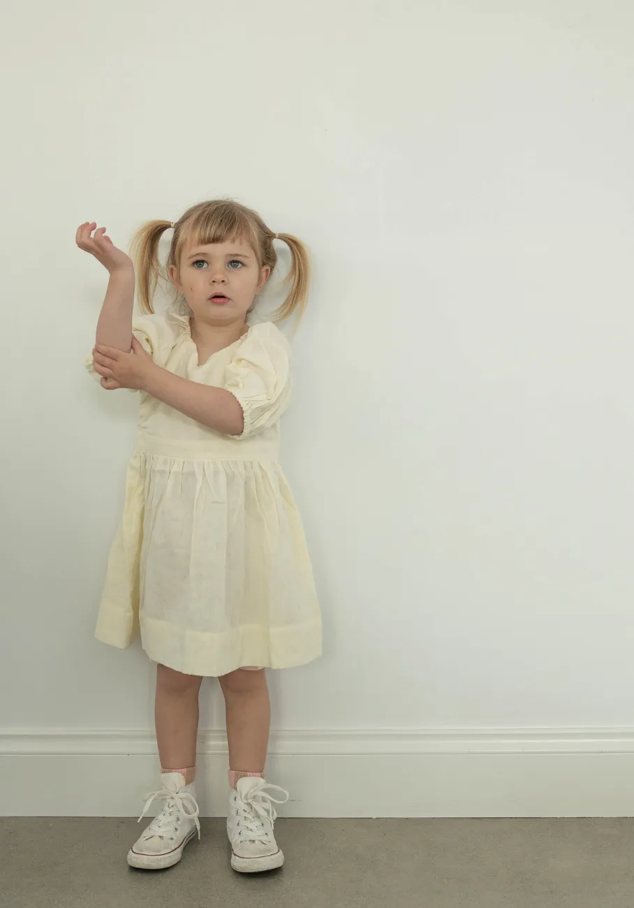 Miann & Co Kids - Keyhole Puff Sleeve Dress - Lemon