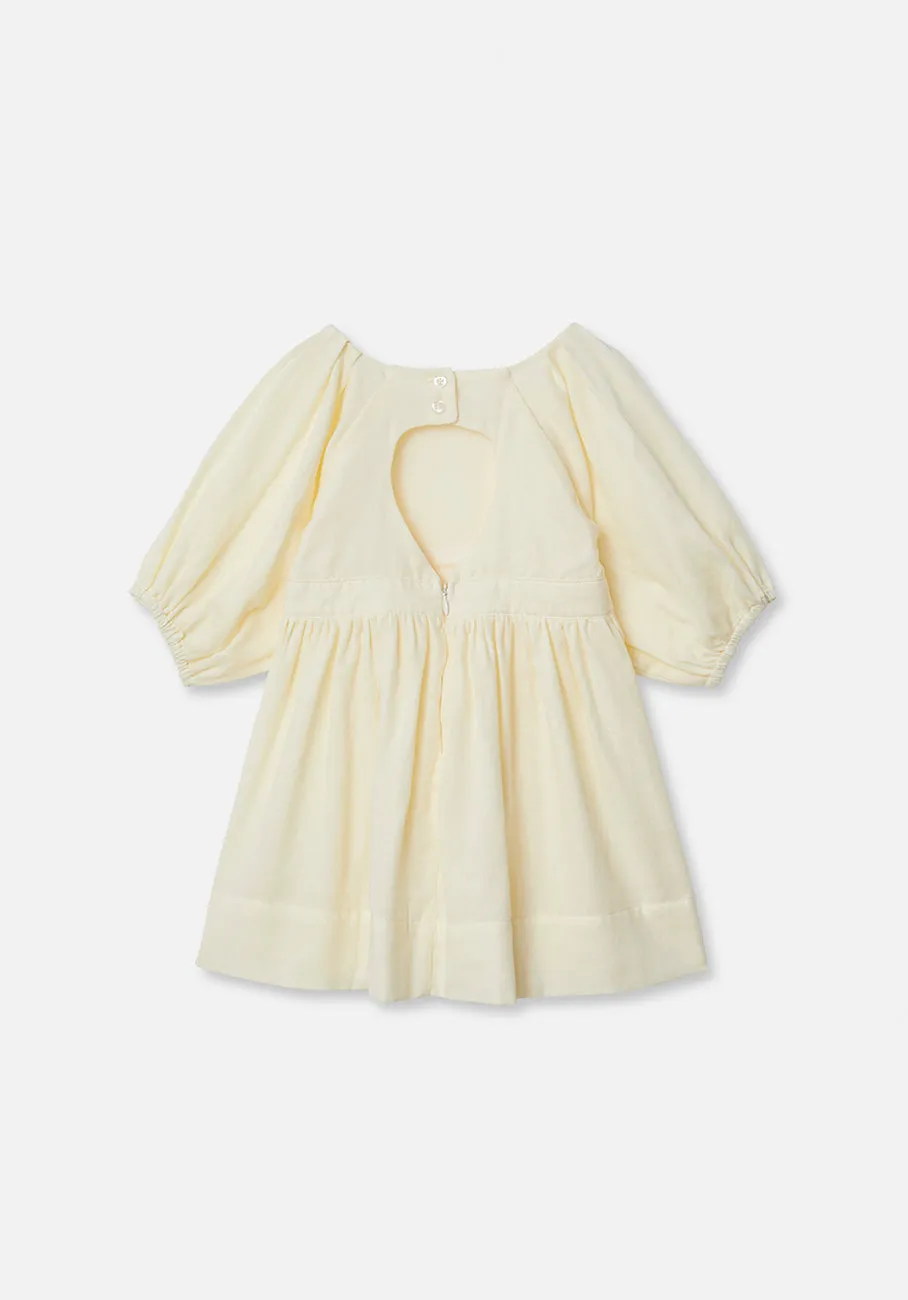 Miann & Co Kids - Keyhole Puff Sleeve Dress - Lemon