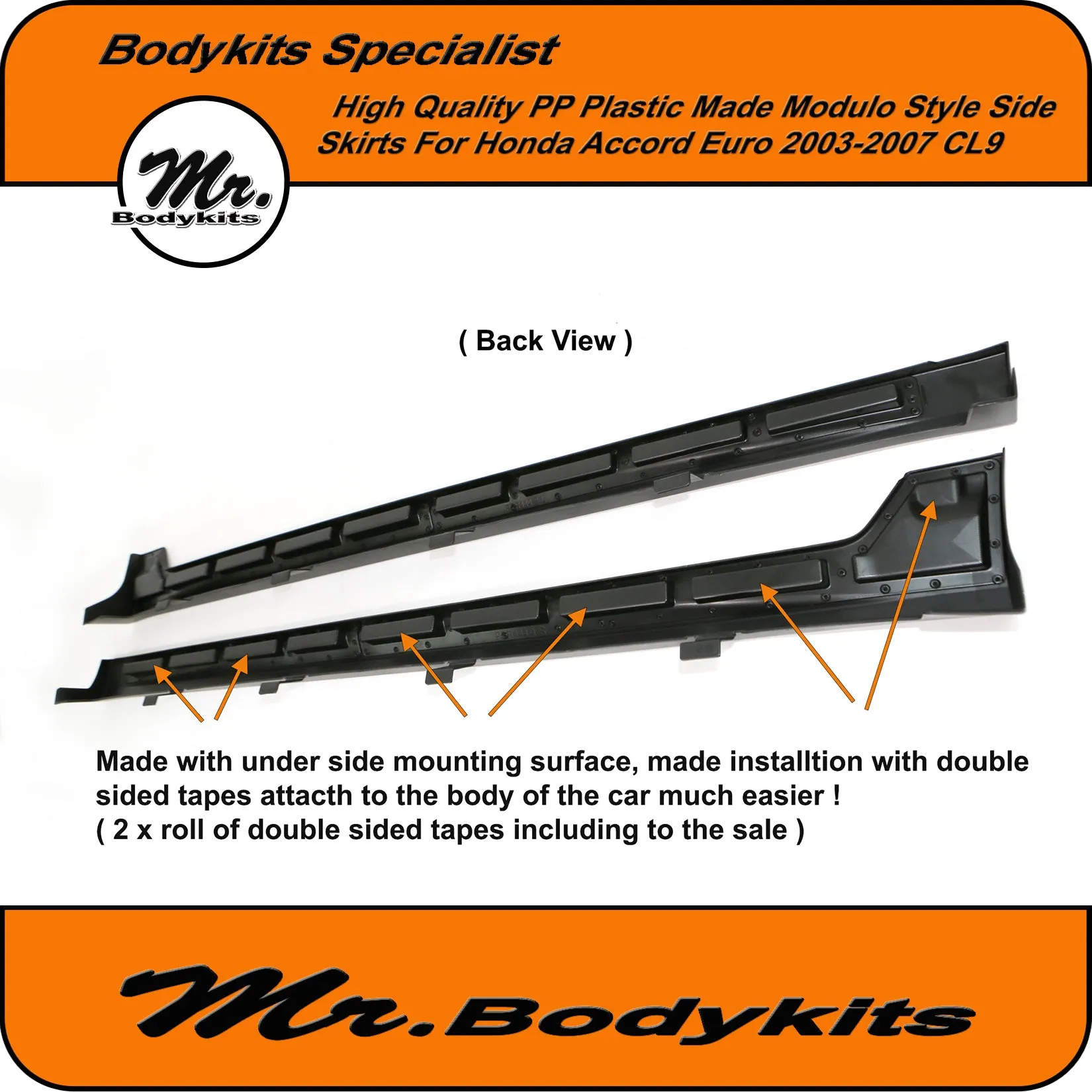 Modulo Style Side Skirts For Honda Accord Euro 2003-2007 CL9, Highest Quality PP Plastic Made