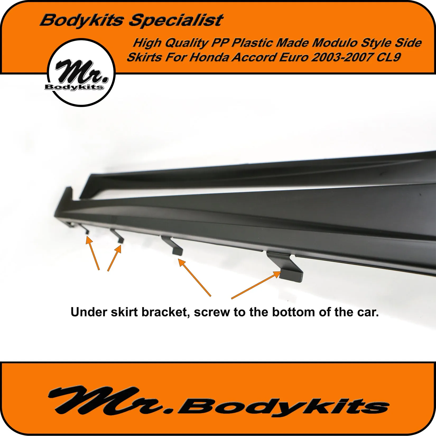 Modulo Style Side Skirts For Honda Accord Euro 2003-2007 CL9, Highest Quality PP Plastic Made